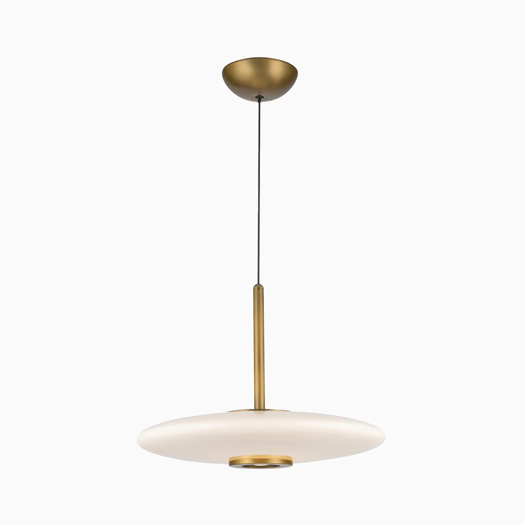 Adler 17" LED Pendant in Vintage Brass/Glossy Opal Glass, Universal Voltage - Image 3