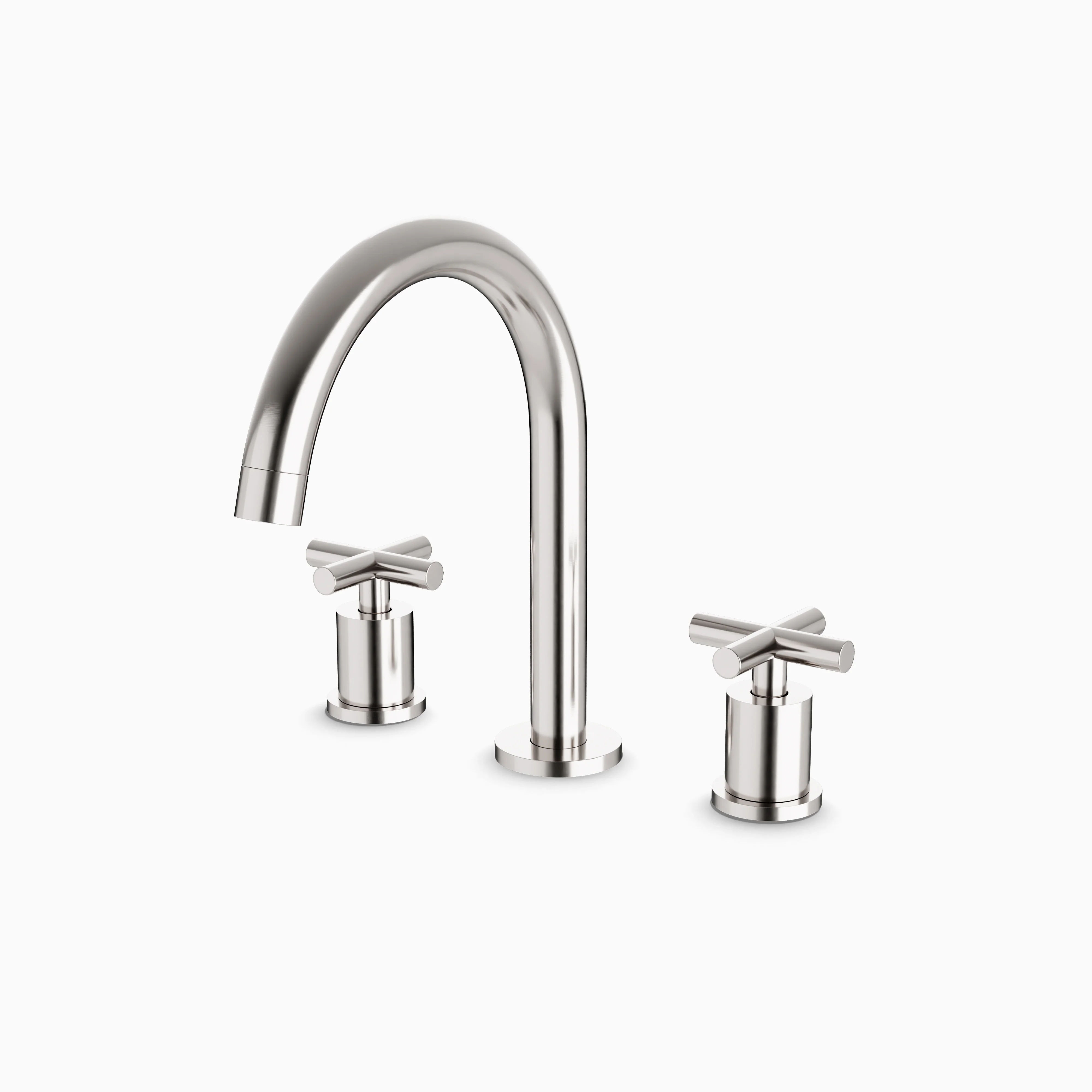 Alder 8" Widespread Bathroom Faucet With Arc Spout & Cross Handles in Brushed Nickel