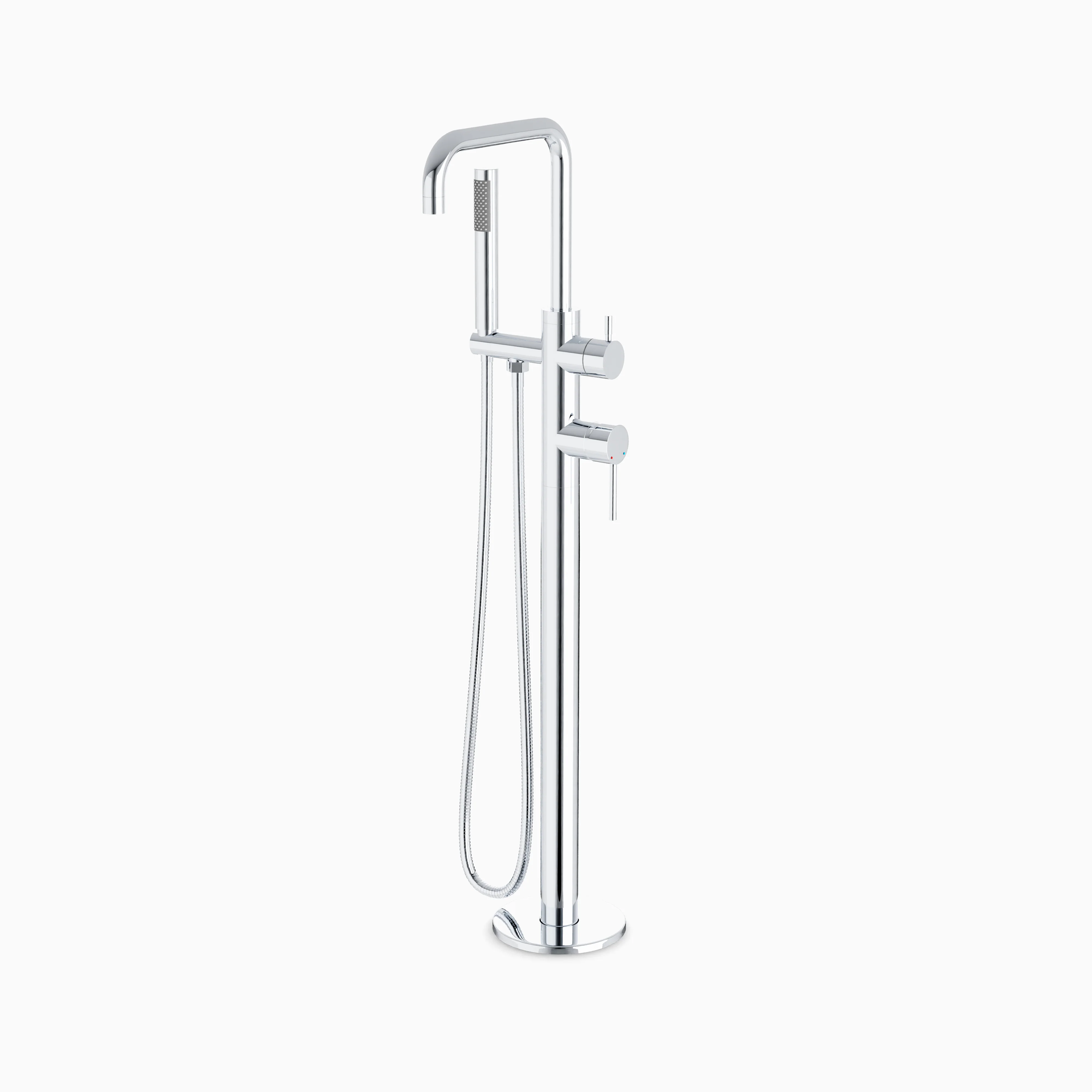 Alder Floor Mount Tub Filler Trim Kit with Low Spout & Hand Shower in Chrome