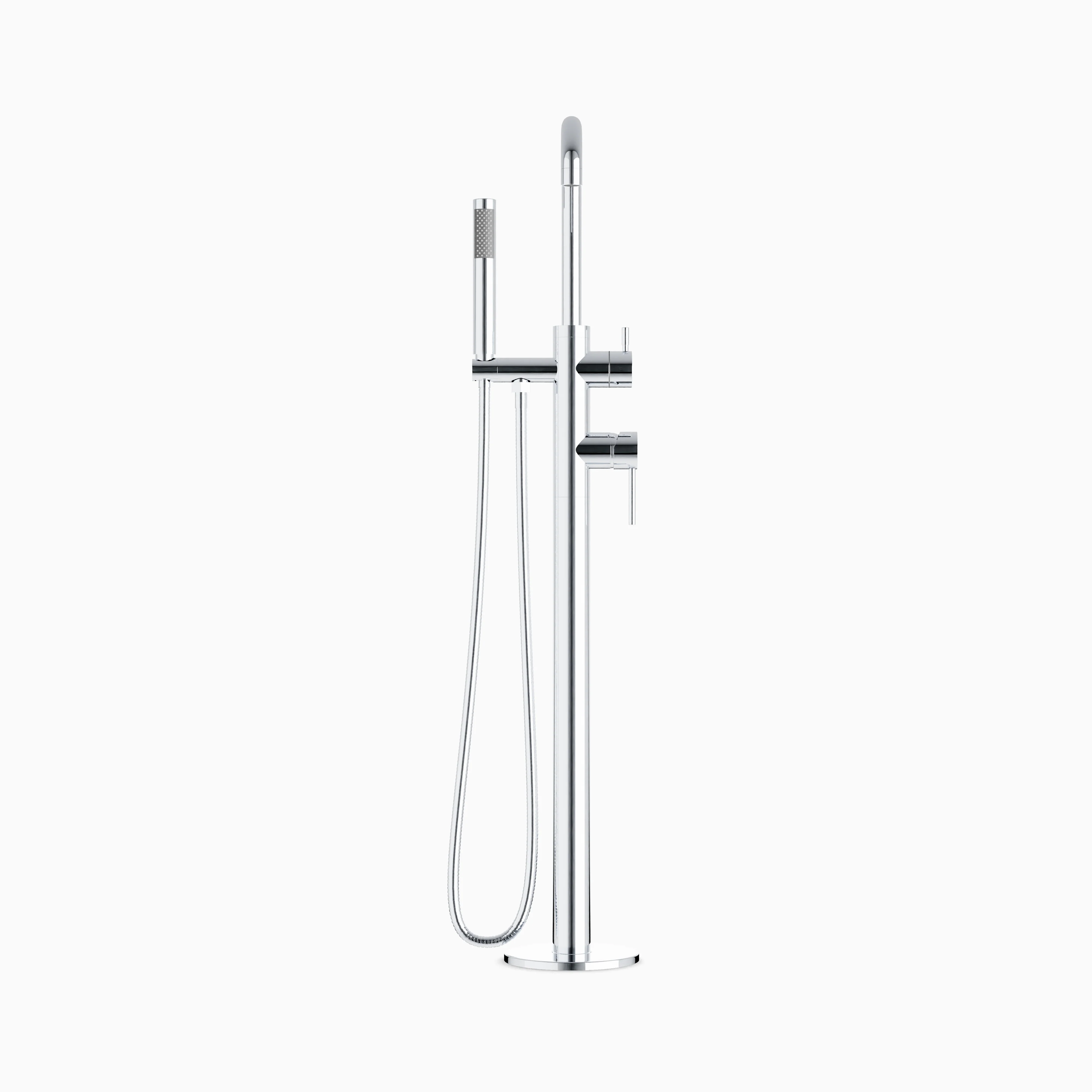 Alder Floor Mount Tub Filler Trim Kit with Low Spout & Hand Shower in Chrome - Image 2