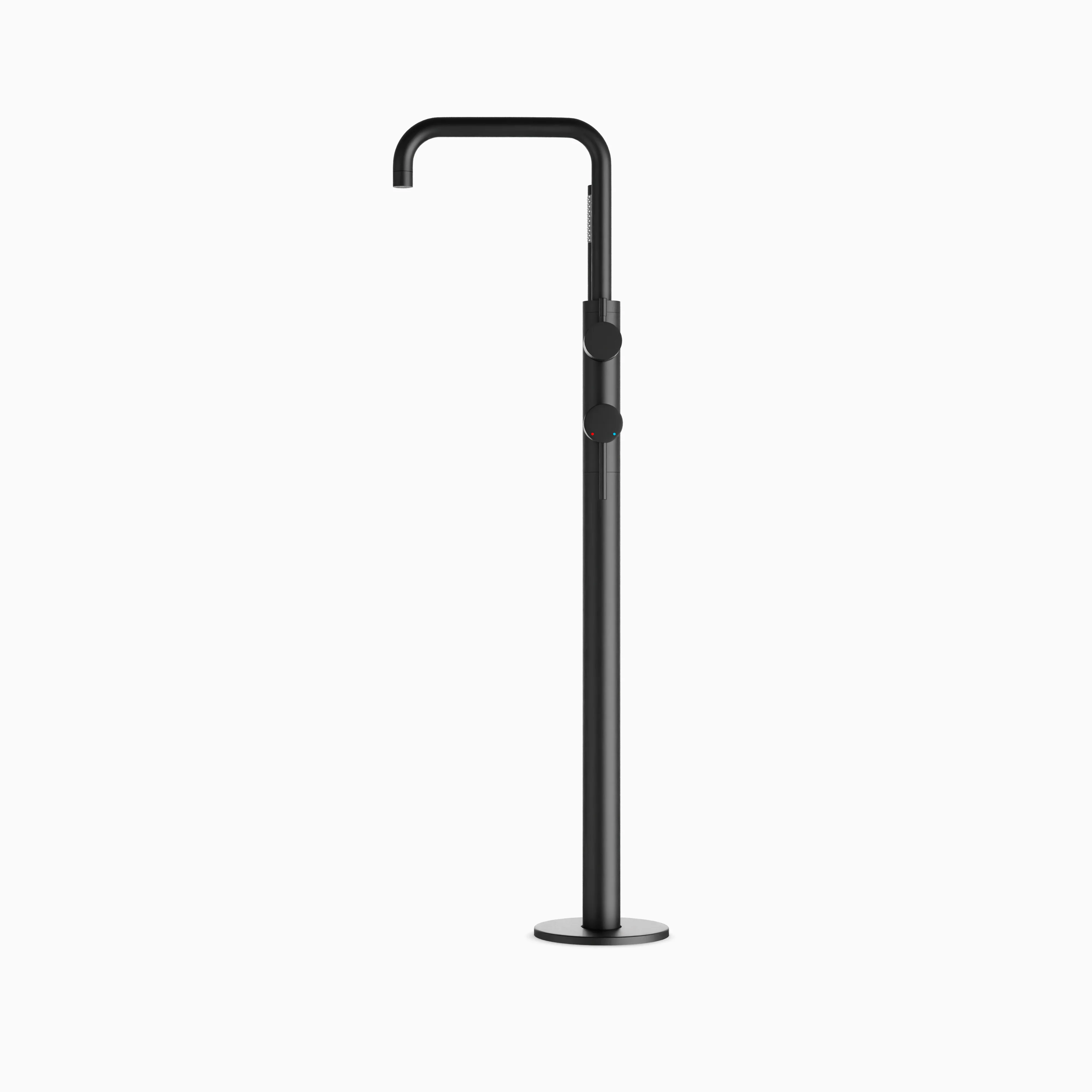Alder Floor Mount Tub Filler Trim Kit with Low Spout & Hand Shower in Matte Black - Image 3