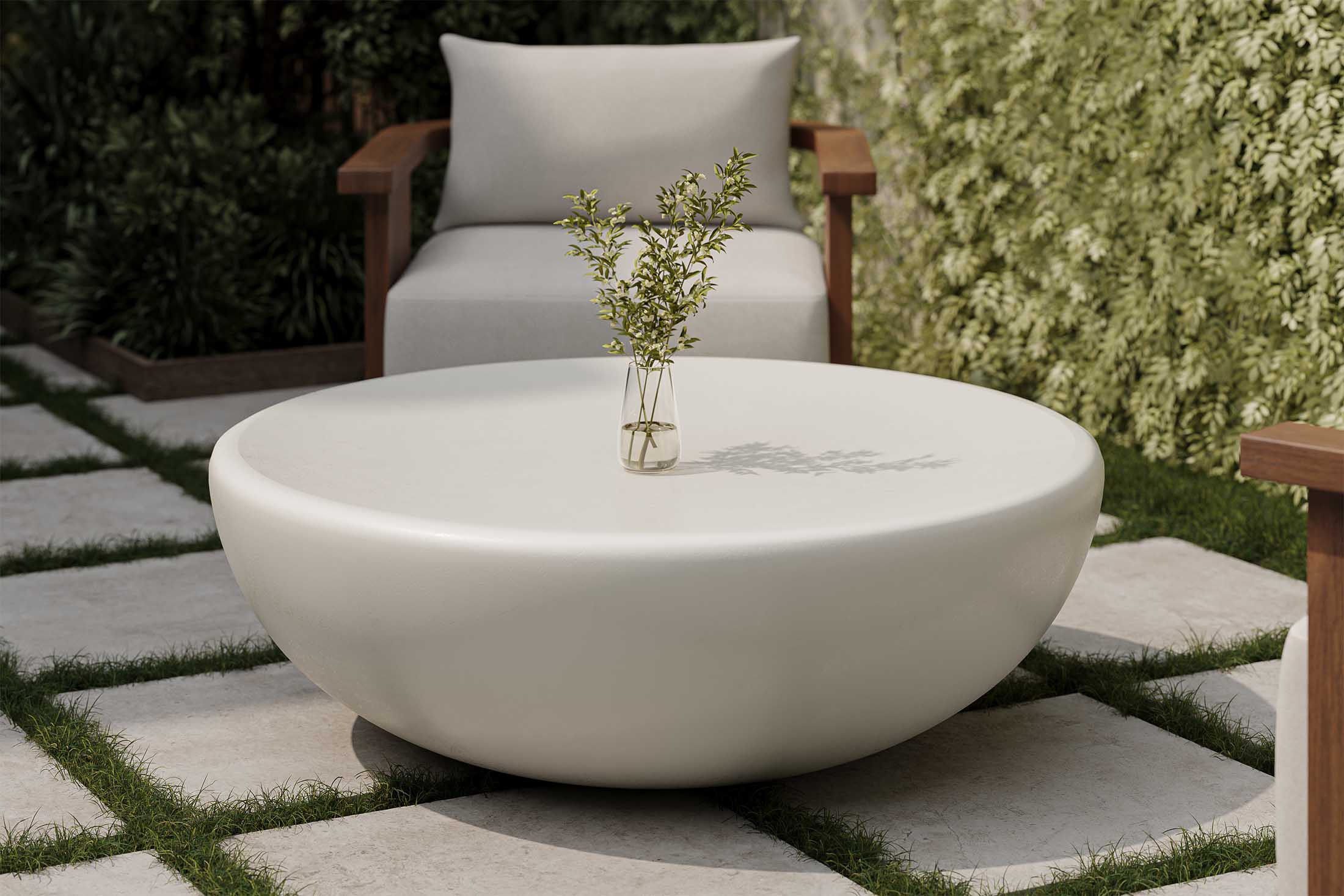 Alina Outdoor Coffee Table in White - Image 3