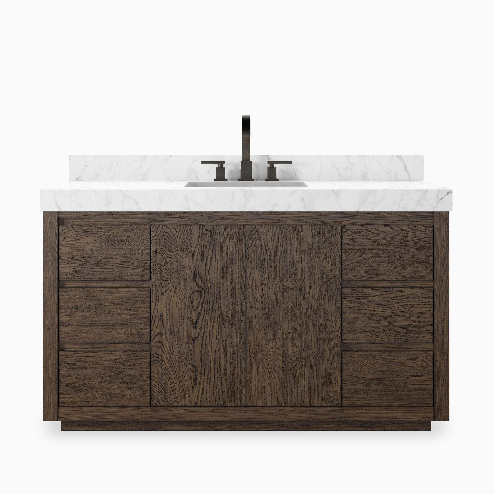 Alisa 55" Single Vanity in Satin Espresso Oak Veneer with Carrara Marble Top
