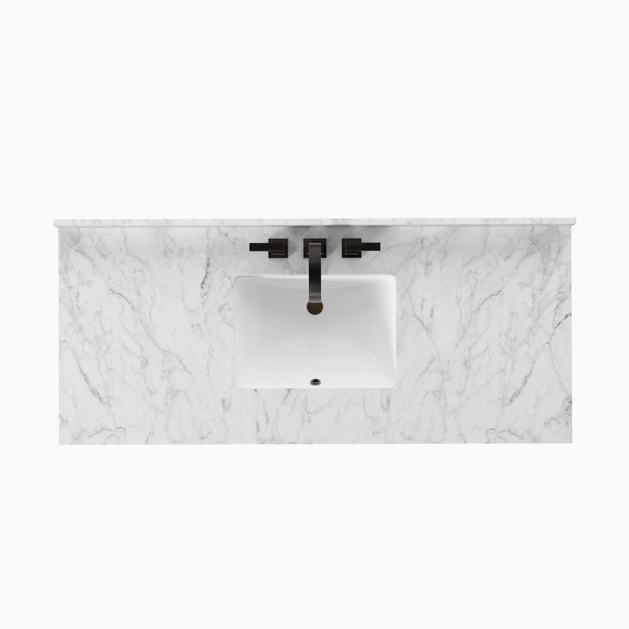 Alisa 55" Single Vanity in Satin Espresso Oak Veneer with Carrara Marble Top - Image 10