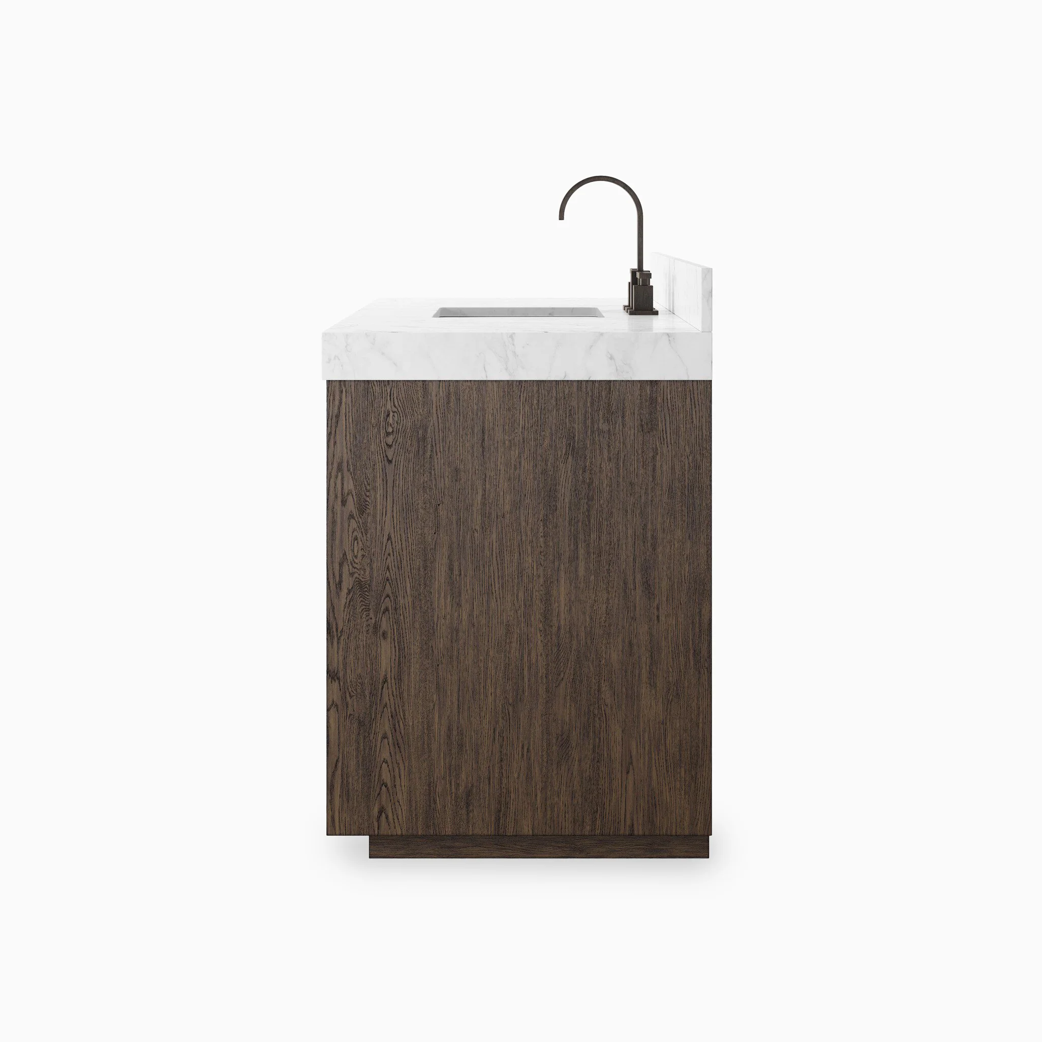 Alisa 55" Single Vanity in Satin Espresso Oak Veneer with Carrara Marble Top - Image 4
