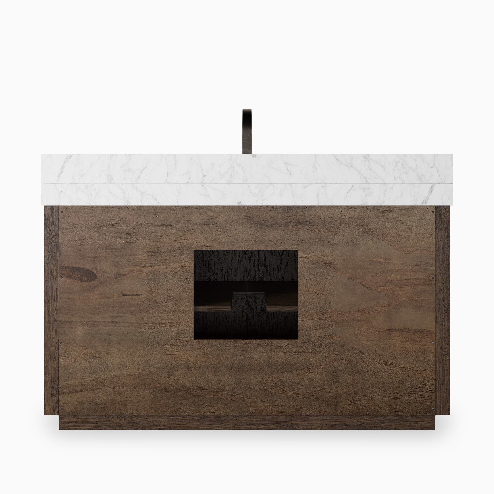 Alisa 55" Single Vanity in Satin Espresso Oak Veneer with Carrara Marble Top - Image 6