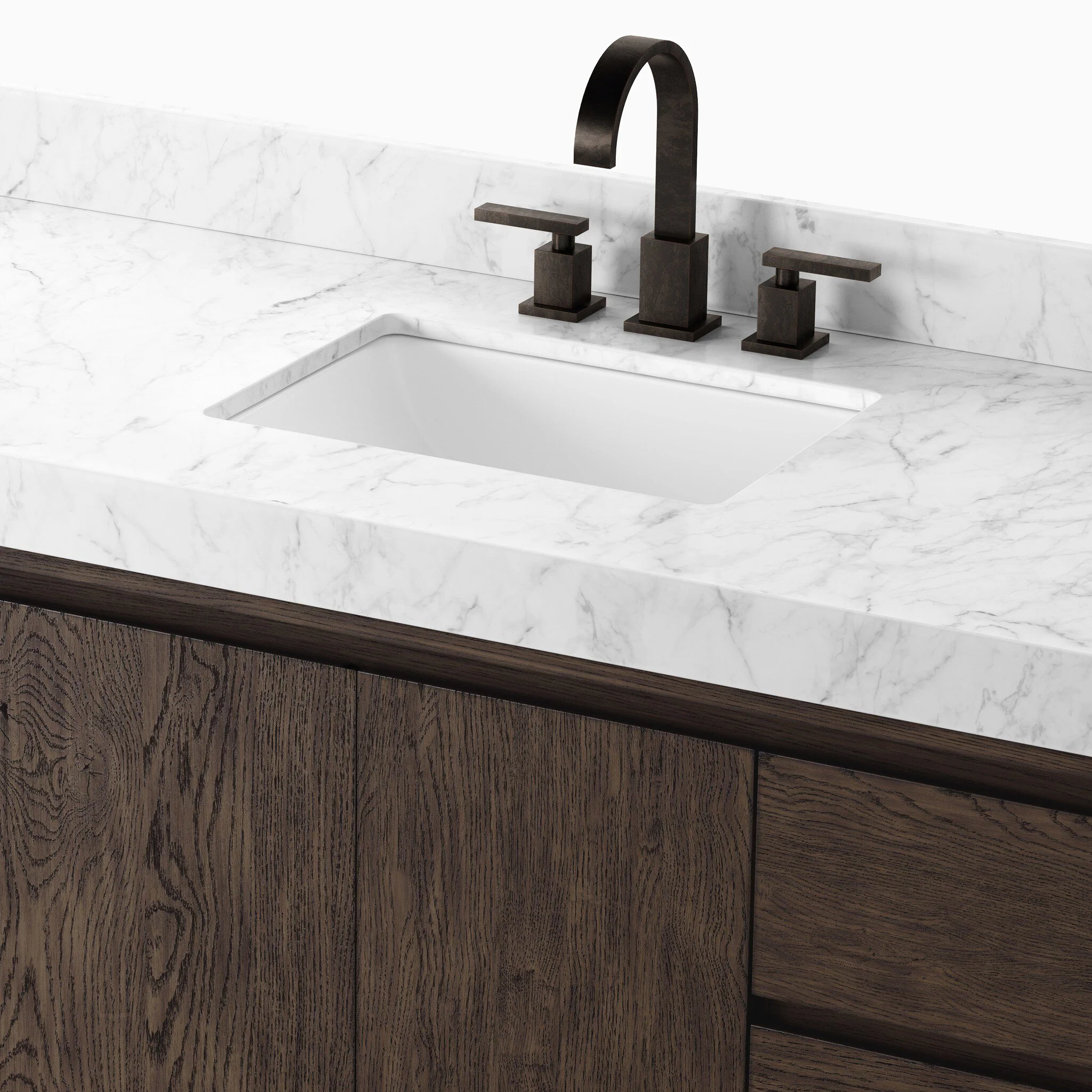Alisa 55" Single Vanity in Satin Espresso Oak Veneer with Carrara Marble Top - Image 7