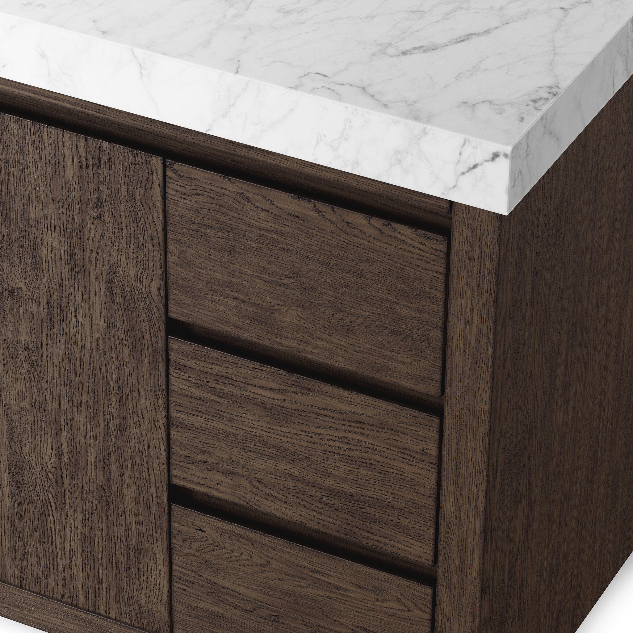 Alisa 55" Single Vanity in Satin Espresso Oak Veneer with Carrara Marble Top - Image 8