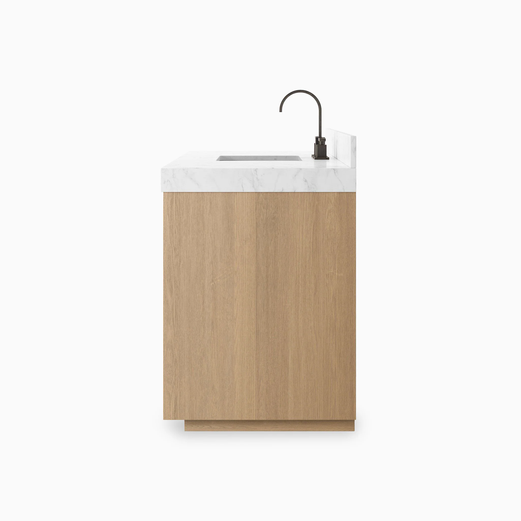 Alisa 55" Single Vanity in Satin Light Wash Oak Veneer with Carrara Marble Top - Image 3