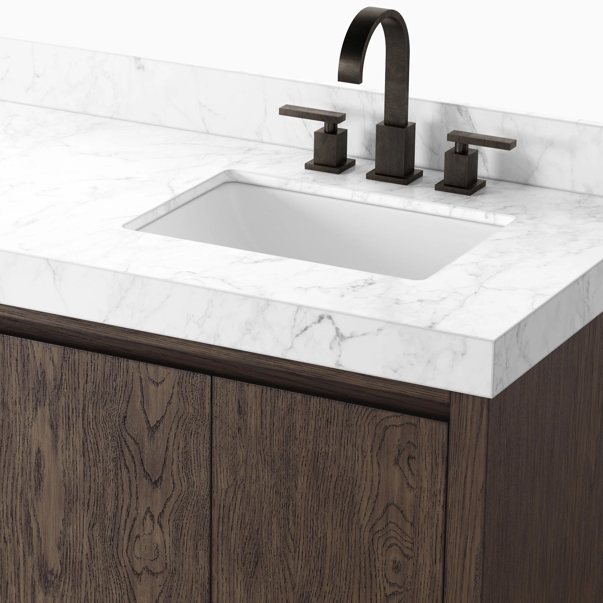 Alisa 72" Double Vanity in Satin Espresso Oak Veneer with Carrara Marble Top - Image 7