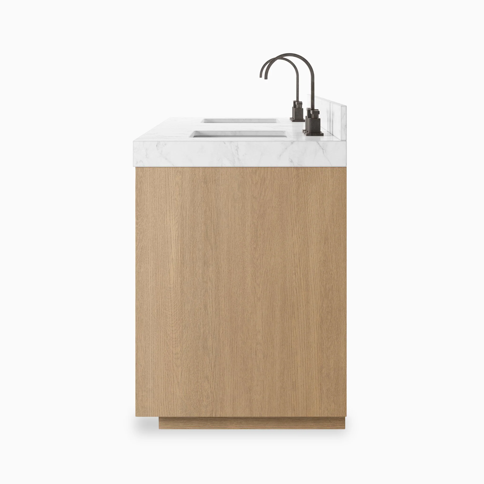 Alisa 72" Double Vanity in Satin Light Wash Oak Veneer with Carrara Marble Top - Image 4