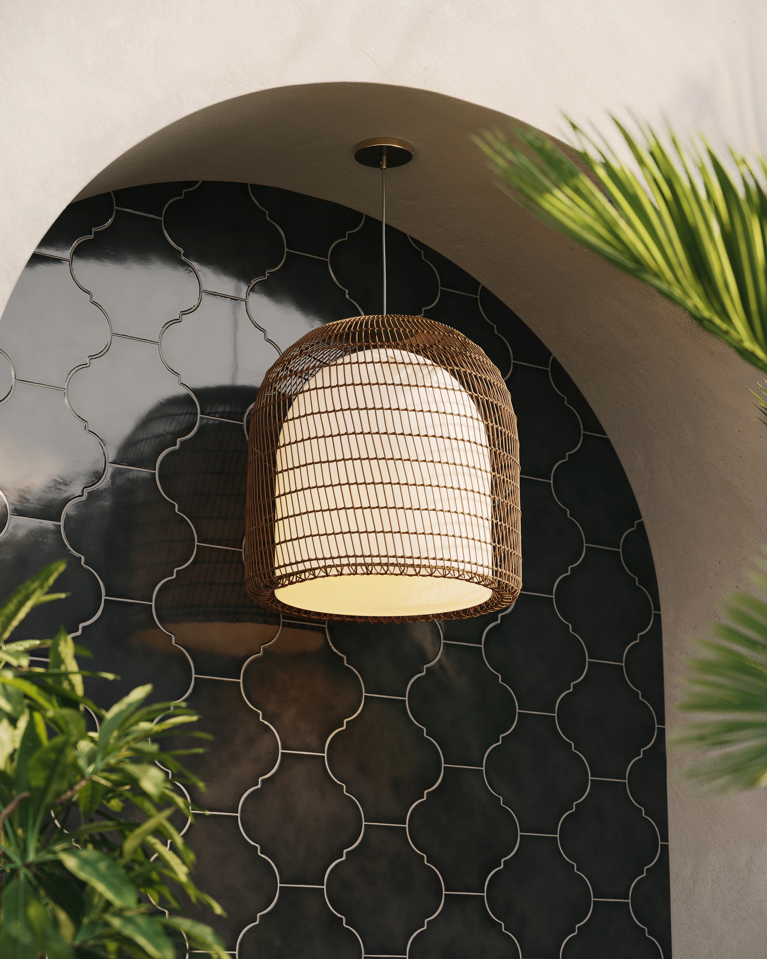 Amaya 10 x 11 Glossy Porcelain Lantern Tile in Midnight - Image 6