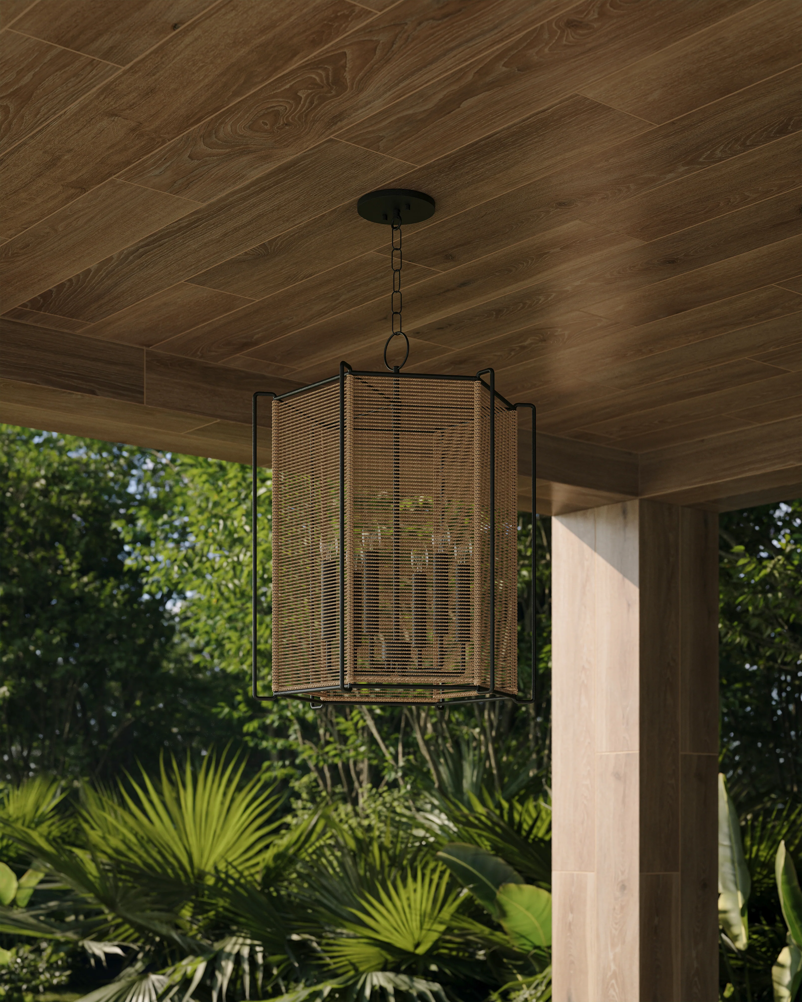 Ameena Lantern In Textured Black - Image 2