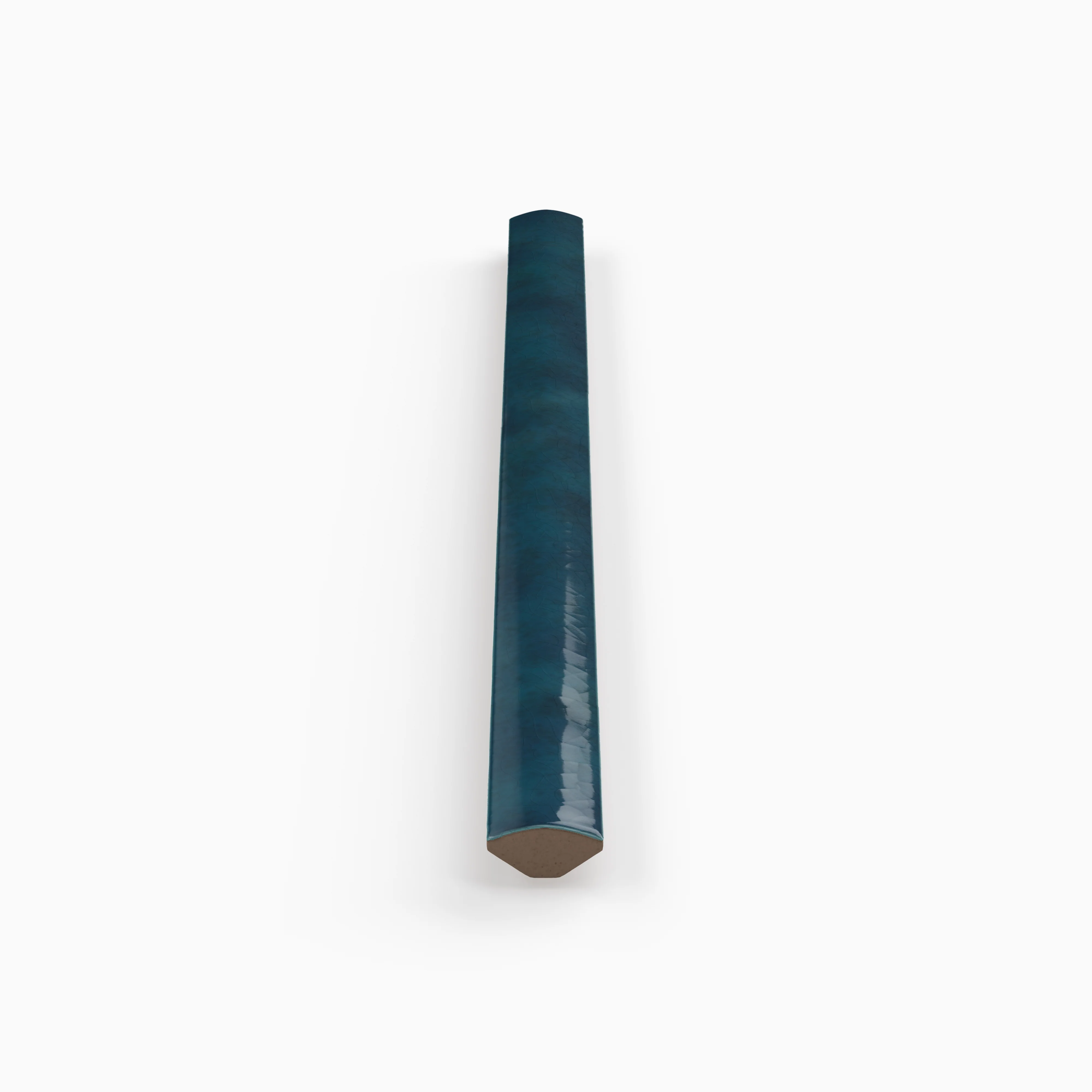 Amelia 0.5 x 8 Glossy Crackled Ceramic Rounded Edge Trim in Denim - Image 3