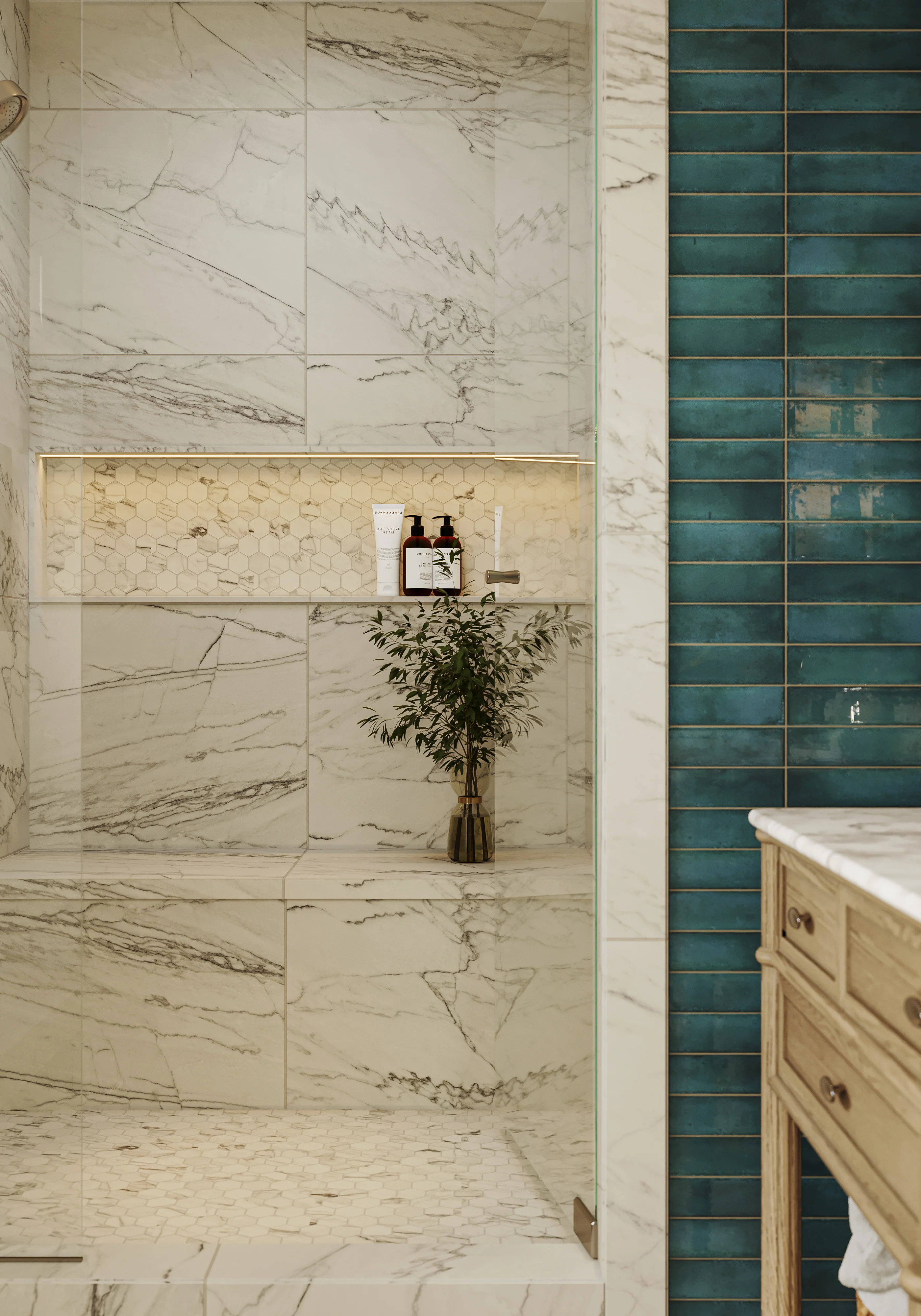 Aniston 24 x 48 Matte Porcelain Tile in Calacatta Quartzite - Image 24