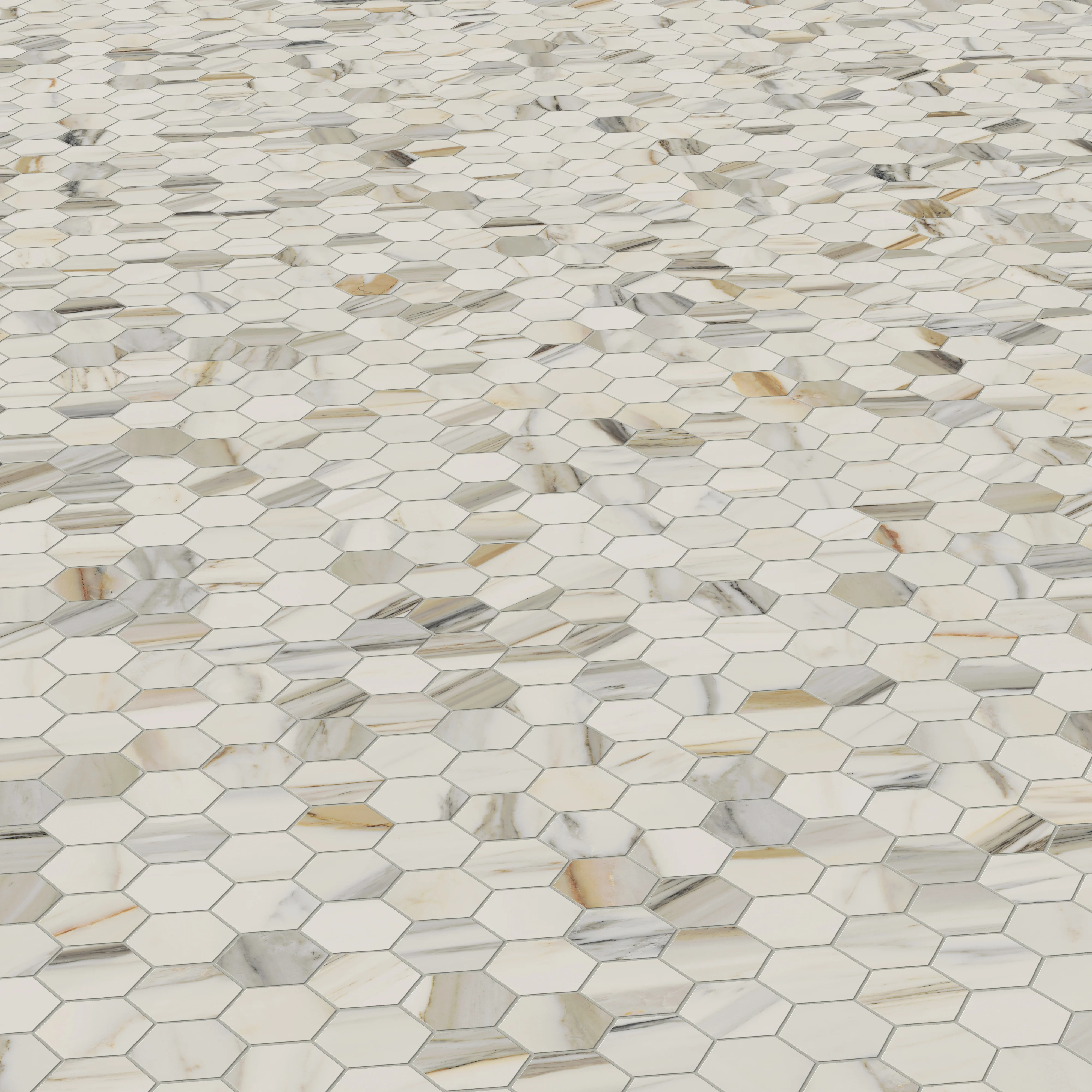 Aniston 2 x 2 Matte Porcelain Hexagon Mosaic Tile in Calacatta Cremo - Image 4