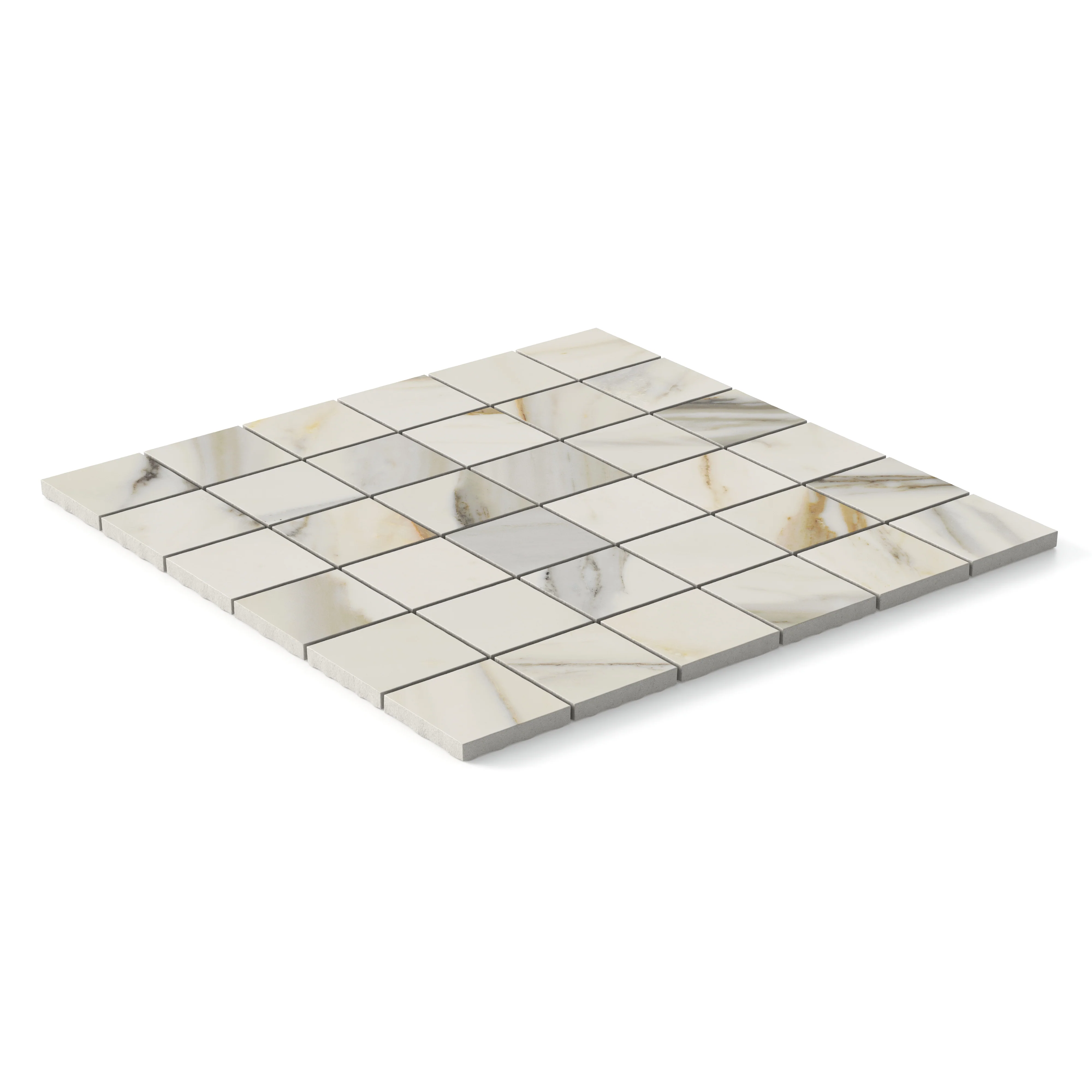 Aniston 2 x 2 Matte Porcelain Mosaic Tile in Calacatta Cremo - Image 3
