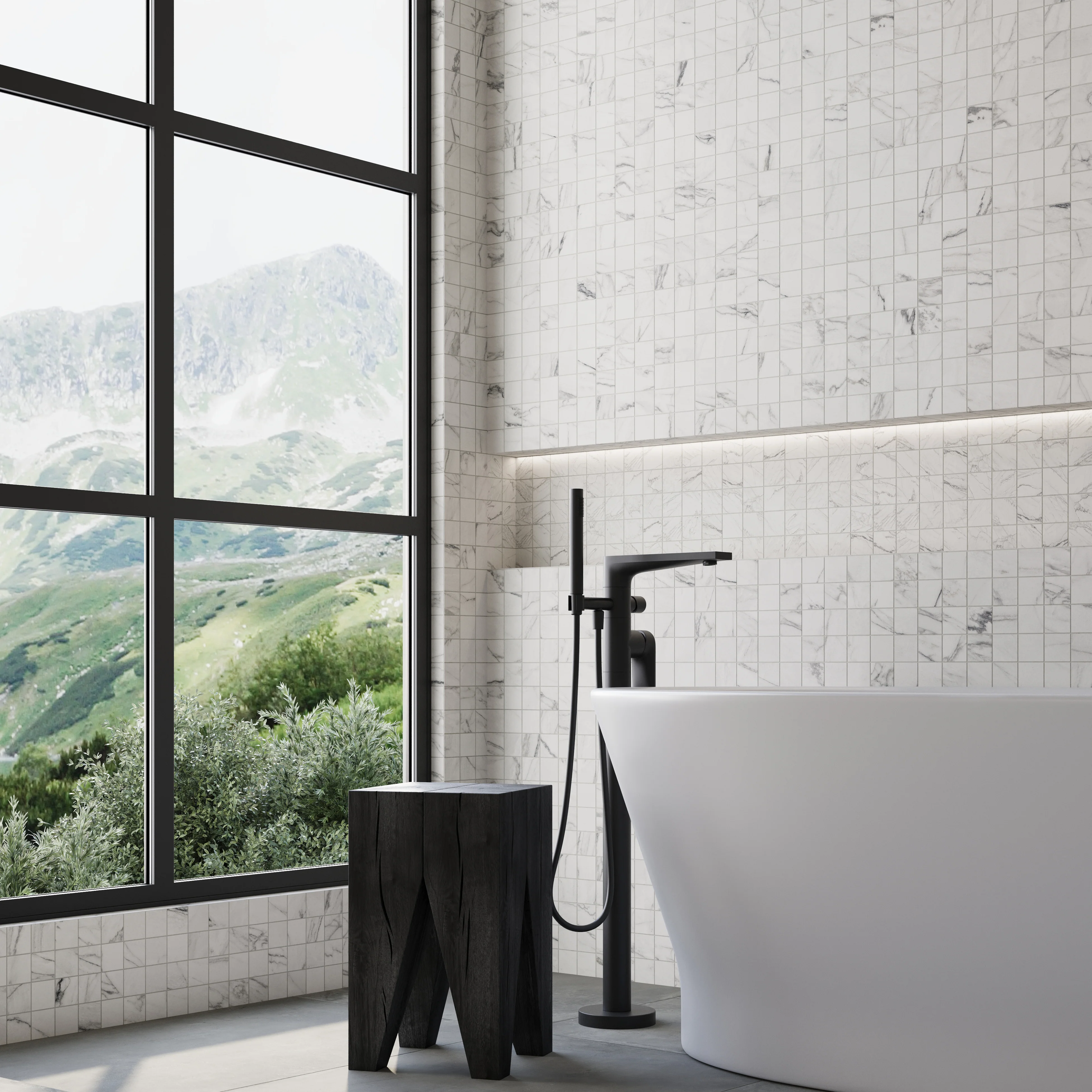 Aniston 2 x 2 Matte Porcelain Mosaic Tile in Calacatta Quartzite - Image 2