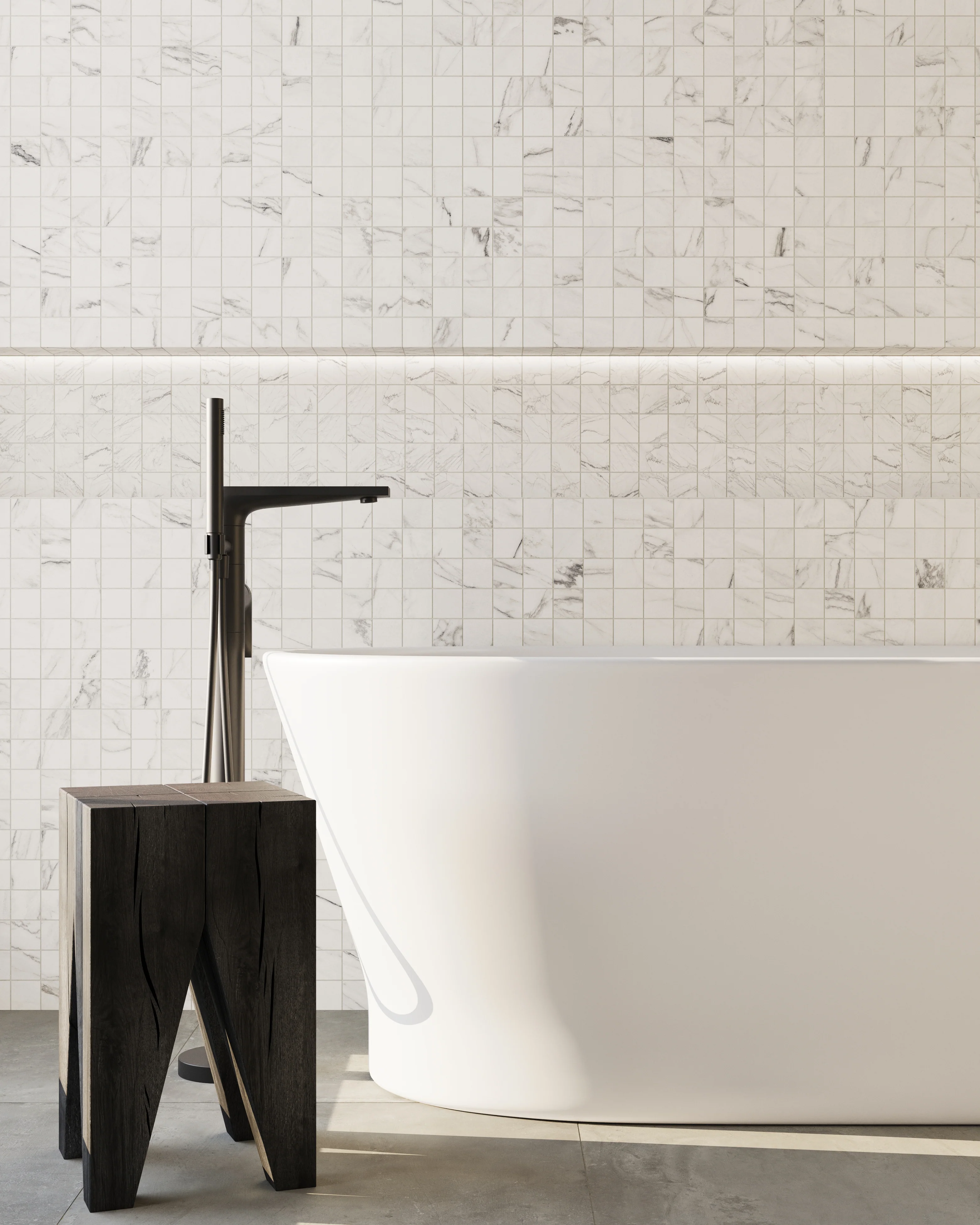 Aniston 2 x 2 Matte Porcelain Mosaic Tile in Calacatta Quartzite - Image 3