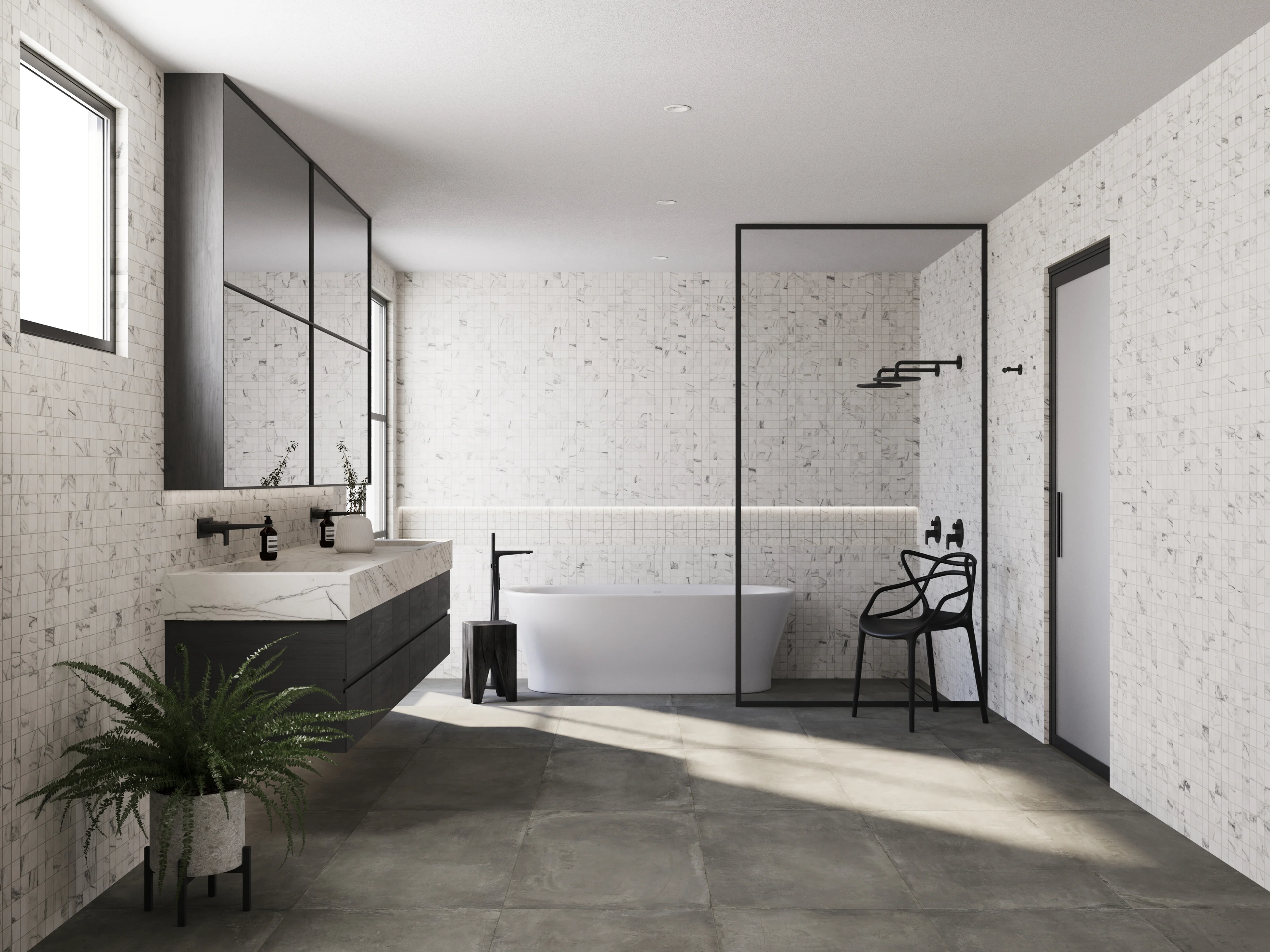 Aniston 2 x 2 Matte Porcelain Mosaic Tile in Calacatta Quartzite - Image 4