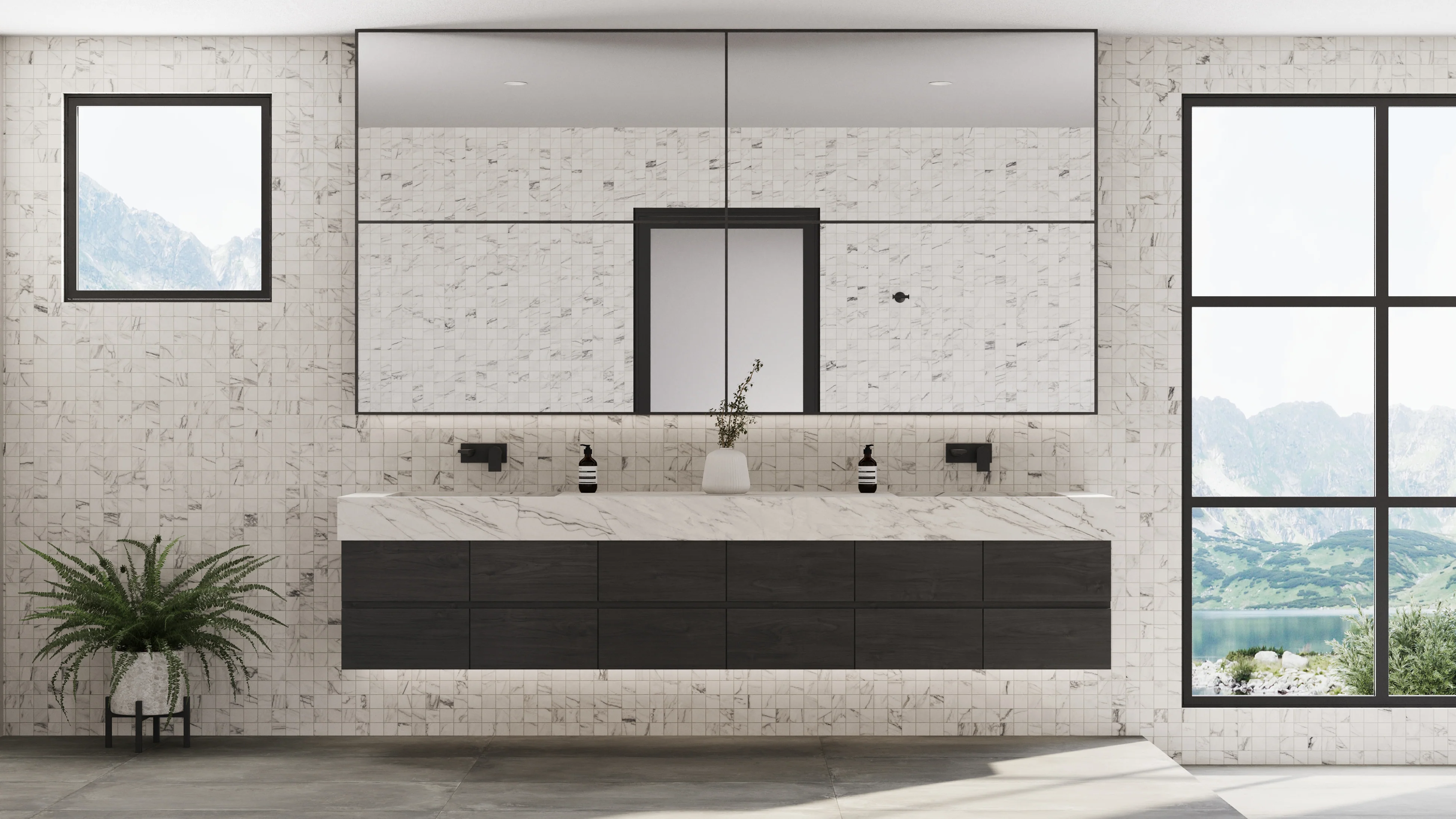 Aniston 2 x 2 Matte Porcelain Mosaic Tile in Calacatta Quartzite - Image 5