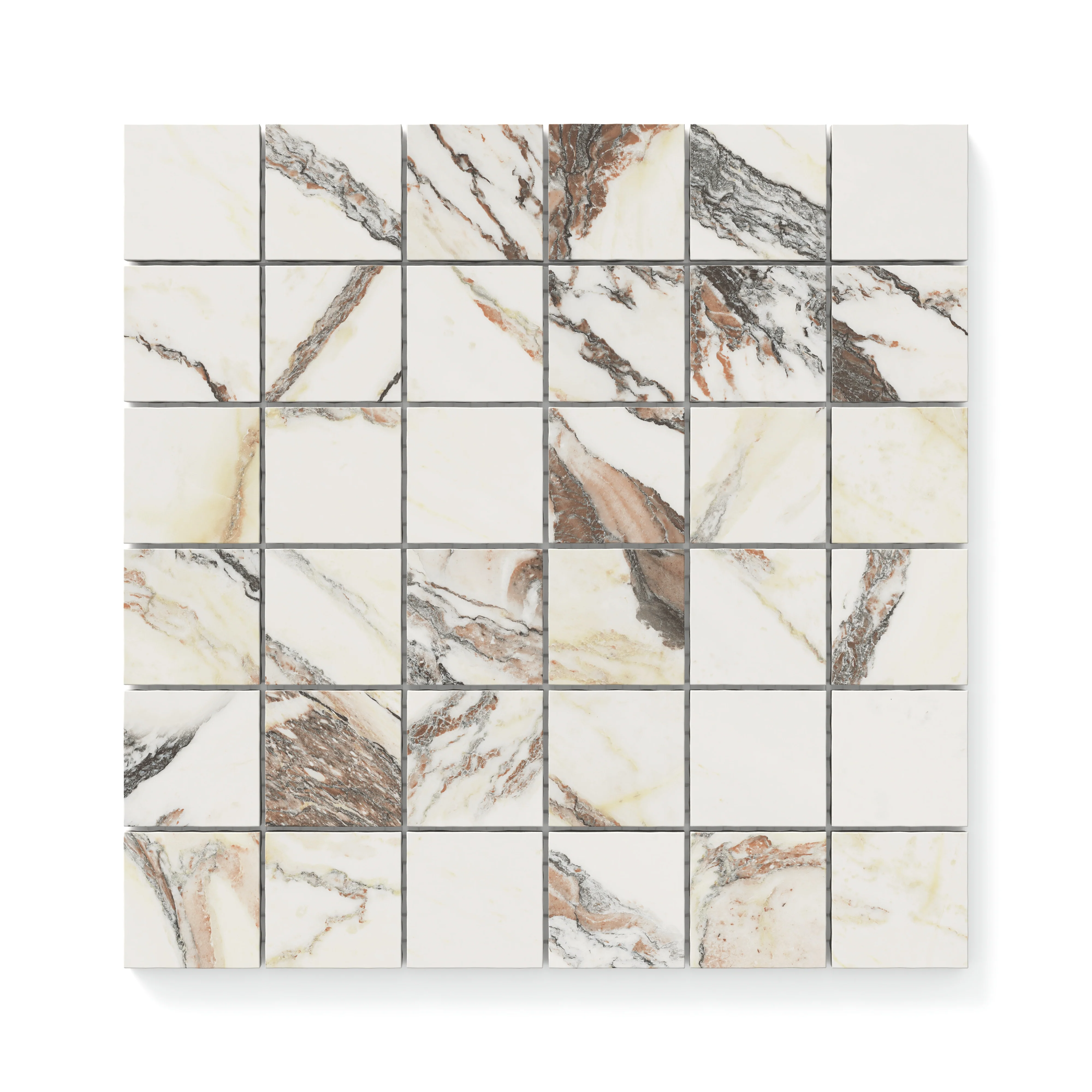 Aniston 2 x 2 Matte Porcelain Mosaic Tile in Calacatta Viola