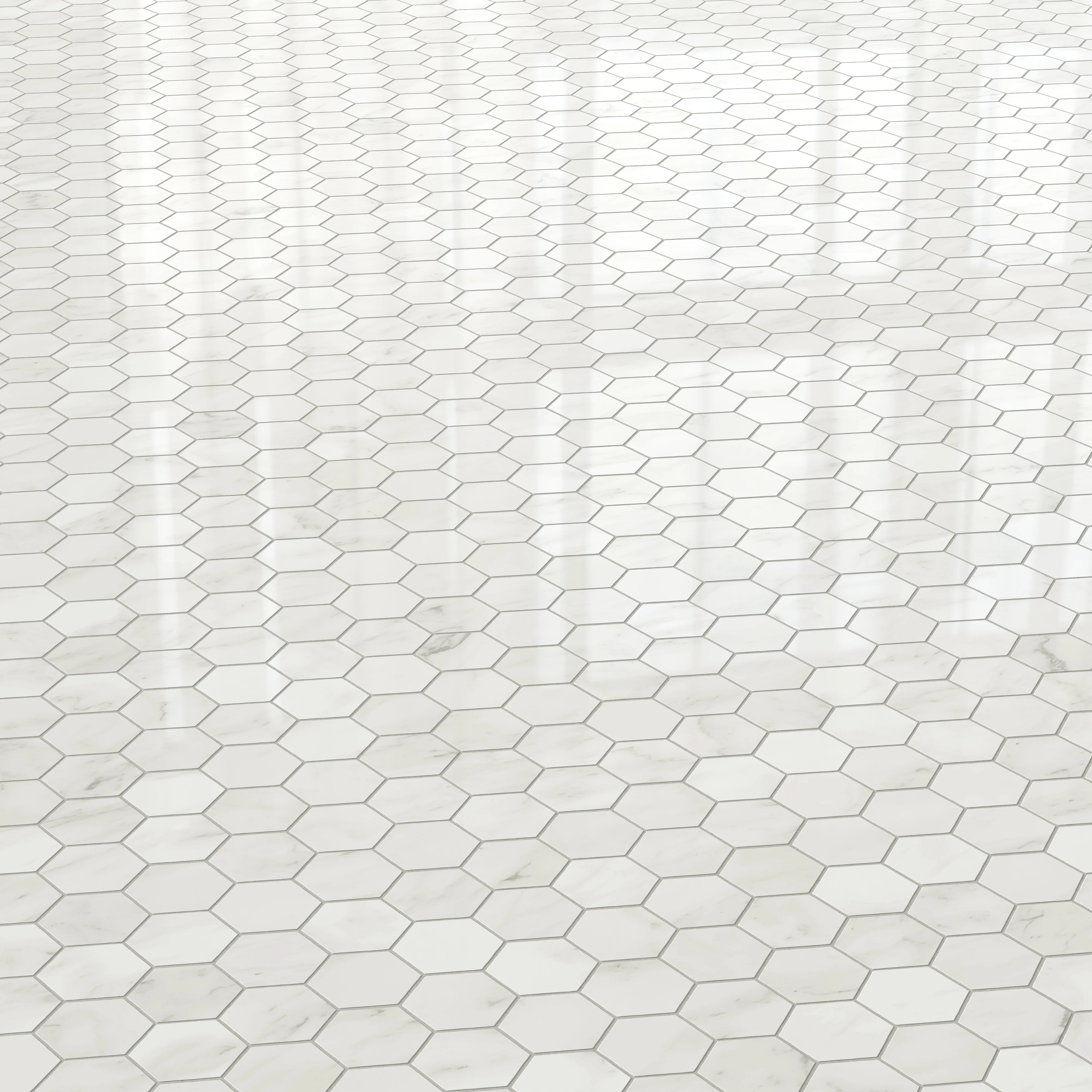 Aniston 2 x 2 Polished Porcelain Hexagon Mosaic Tile in Carrara Bianco - Image 4