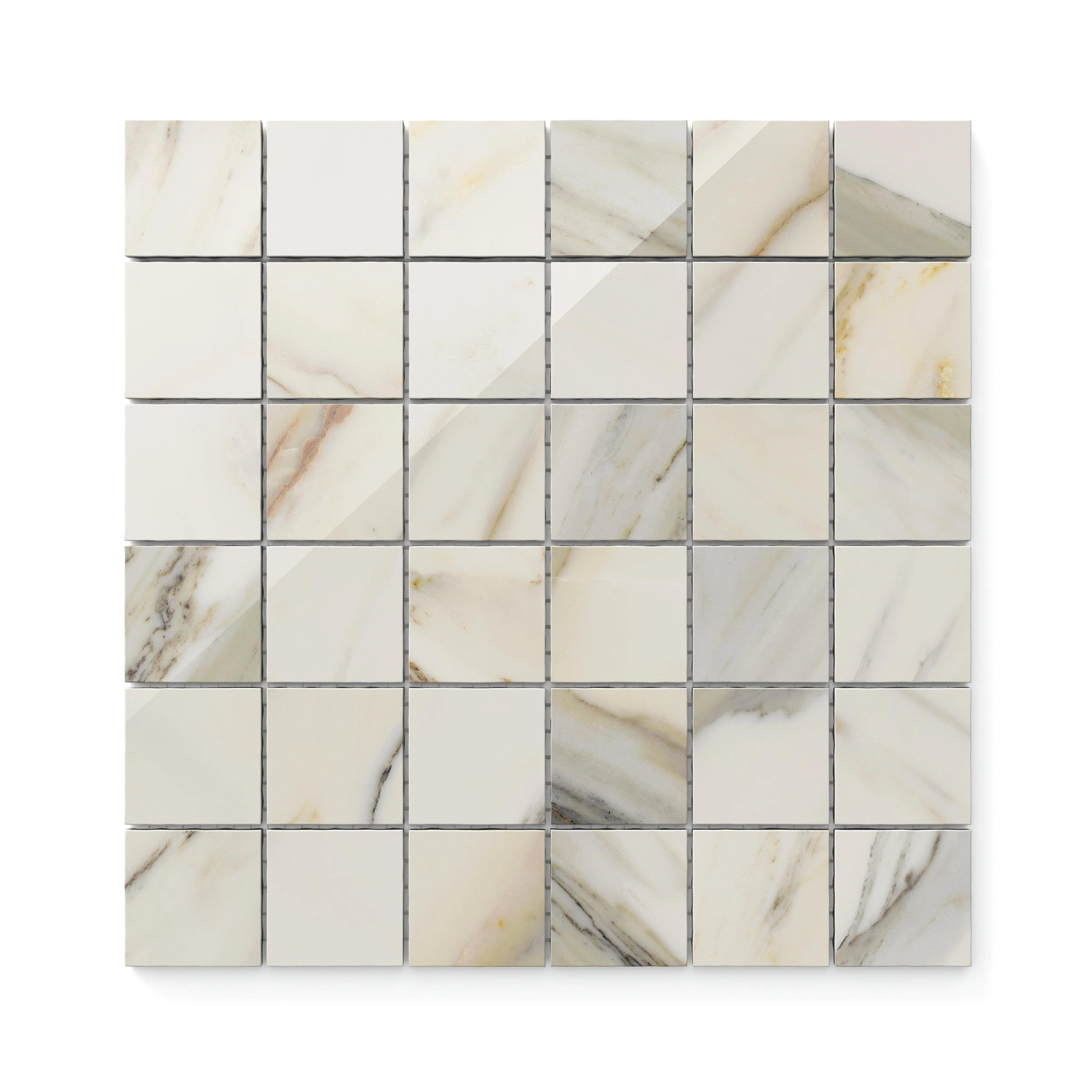 Aniston 2 x 2 Polished Porcelain Mosaic Tile in Calacatta Cremo