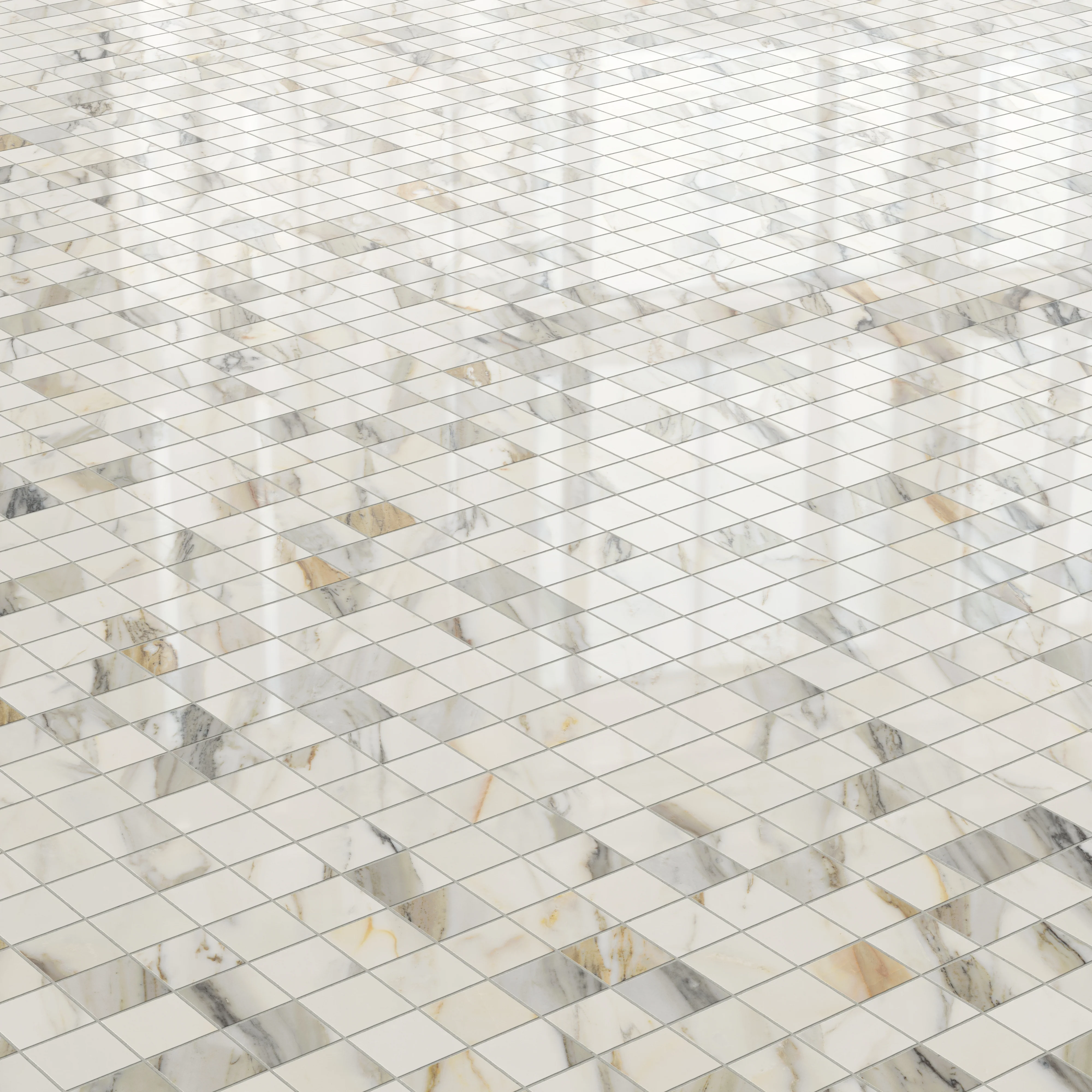 Aniston 2 x 2 Polished Porcelain Mosaic Tile in Calacatta Cremo - Image 3