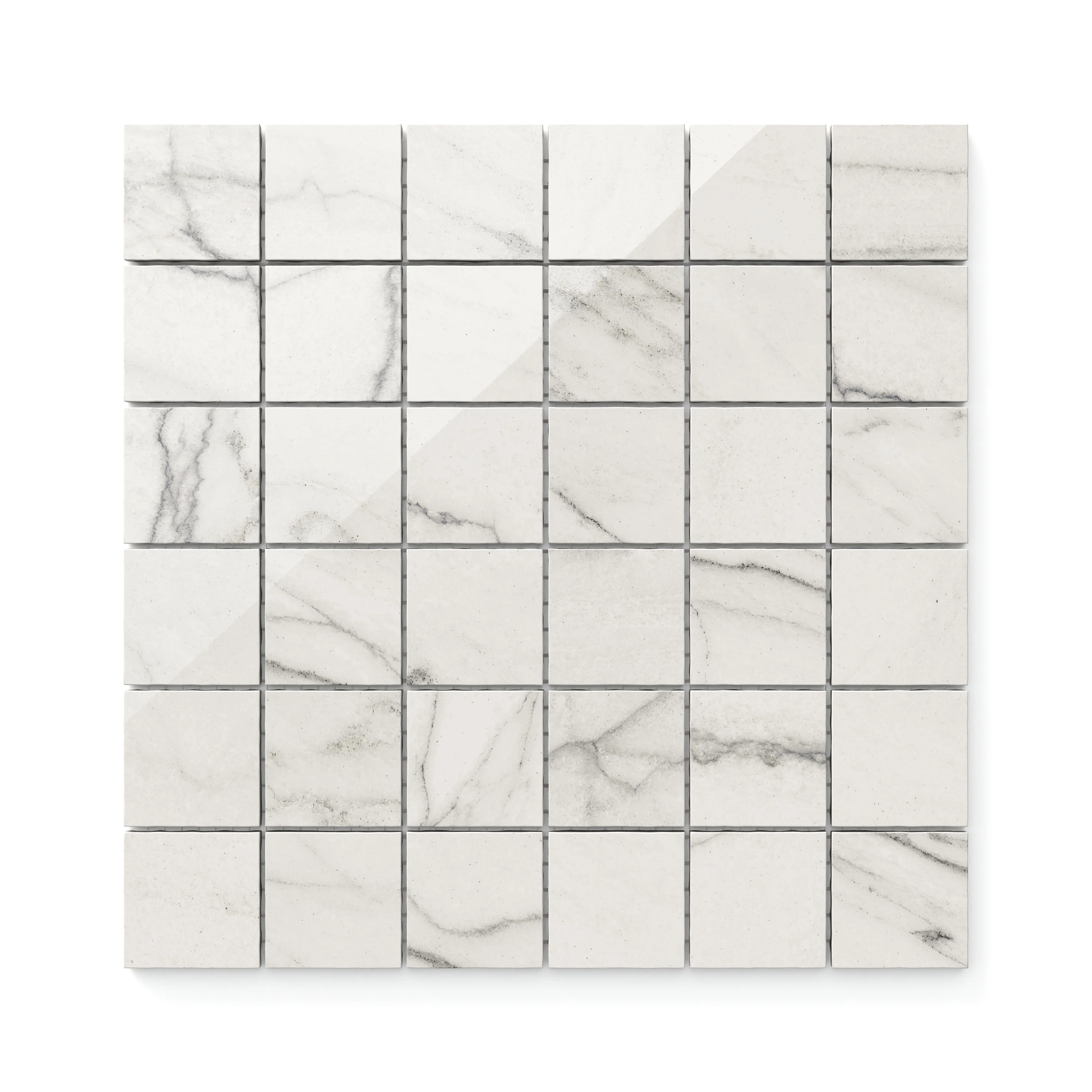 Aniston 2 x 2 Polished Porcelain Mosaic Tile in Calacatta Quartzite