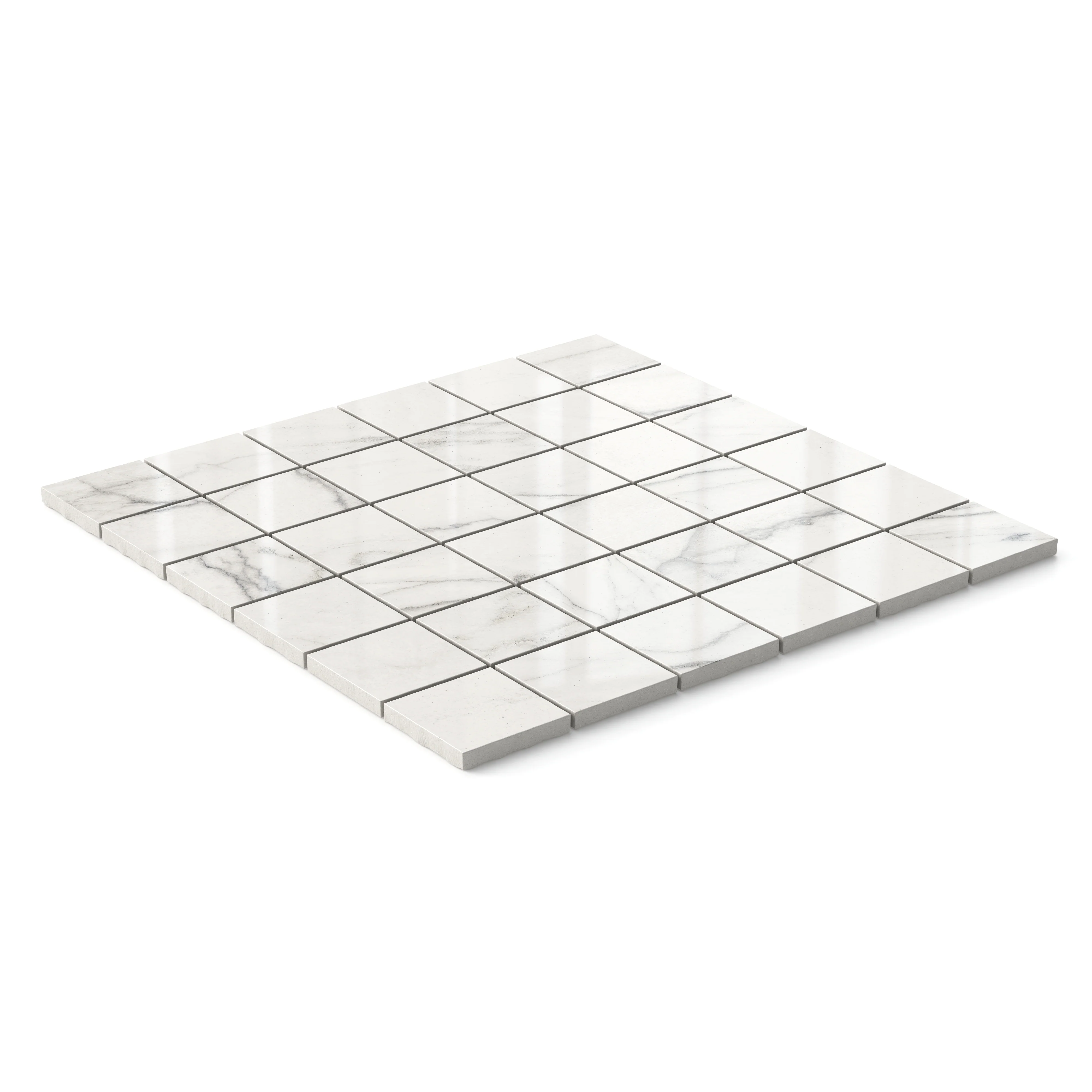 Aniston 2 x 2 Polished Porcelain Mosaic Tile in Calacatta Quartzite - Image 2