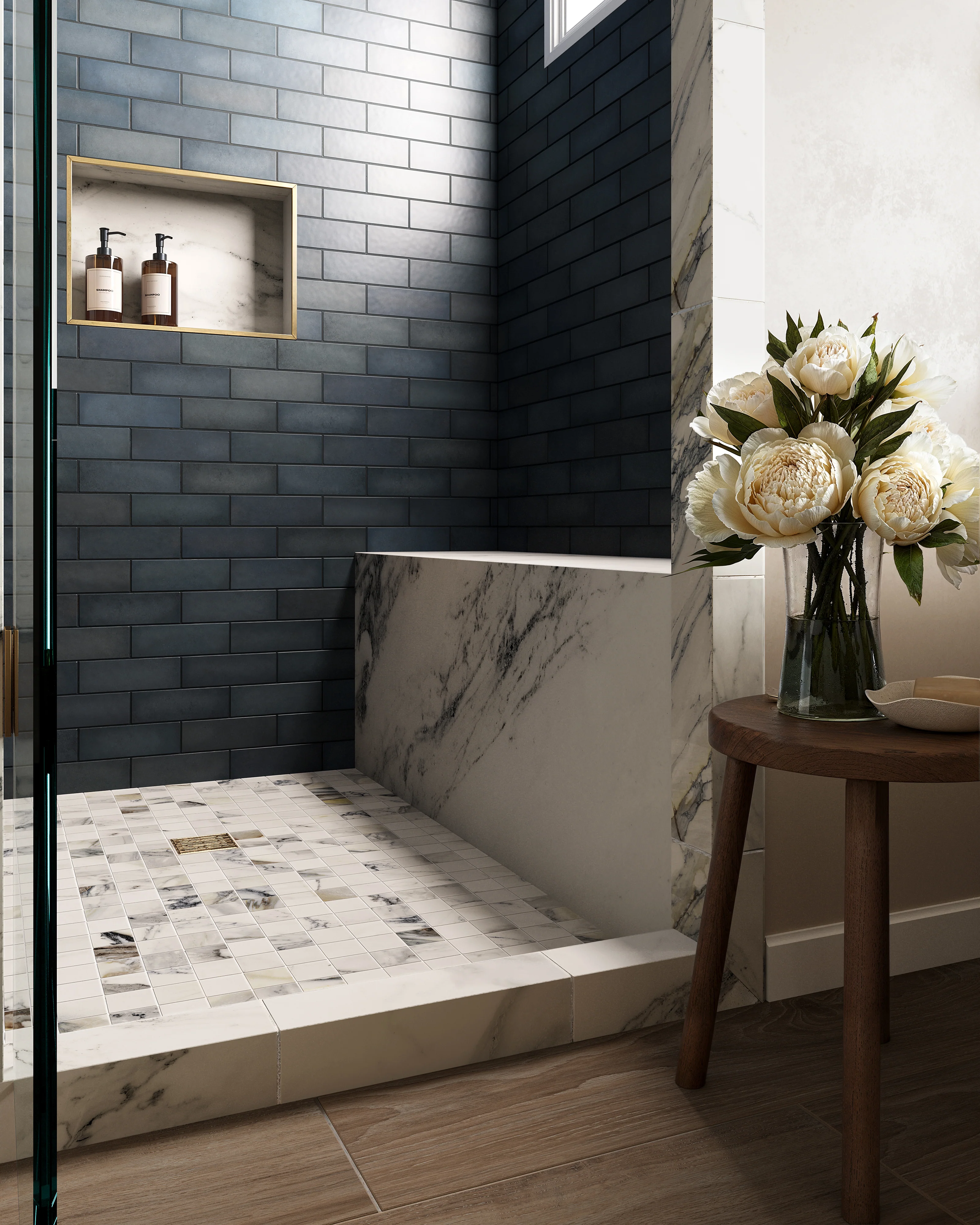 Aniston 3 x 12 Matte Porcelain Bullnose Tile in Calacatta Antico - Image 5