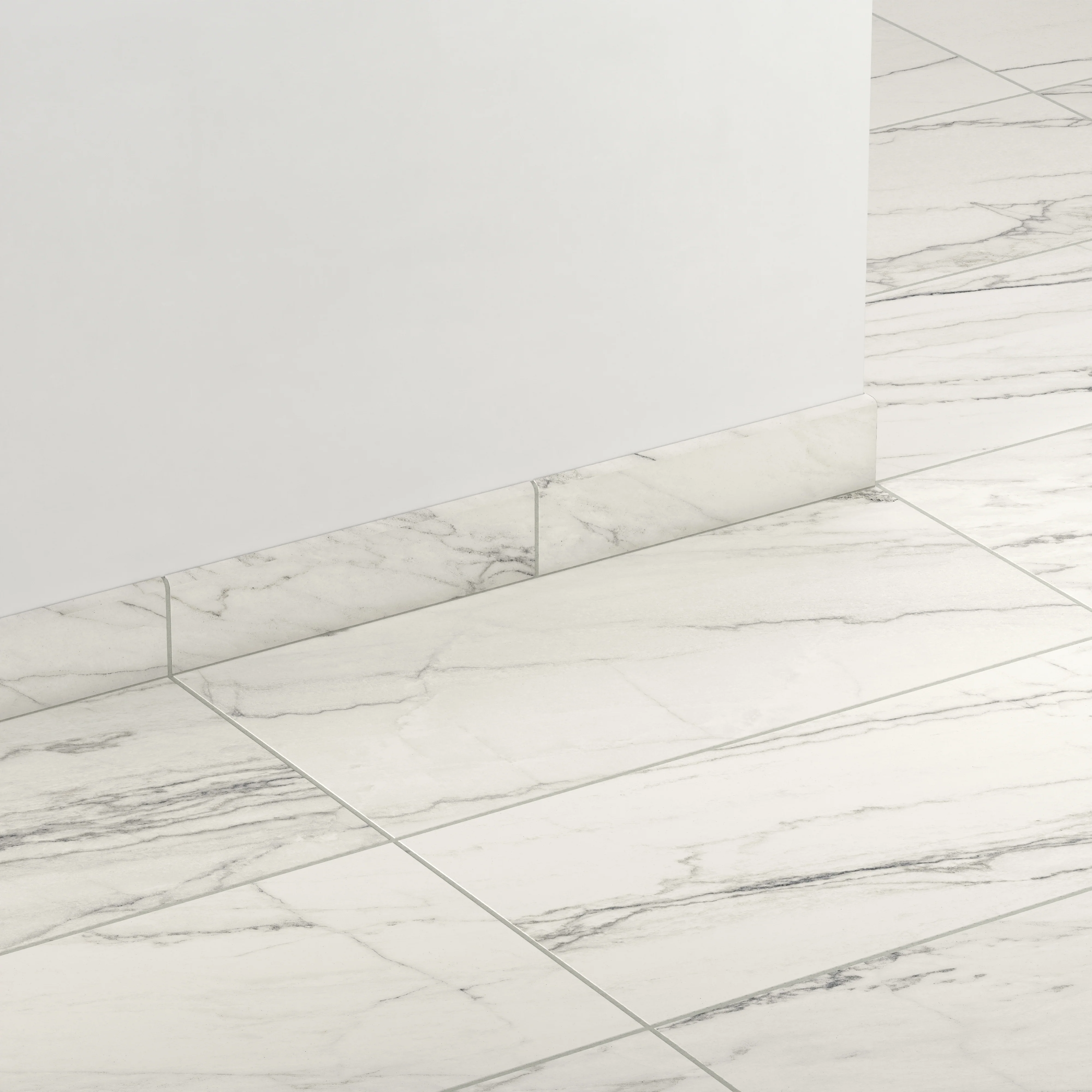 Aniston 3 x 12 Matte Porcelain Bullnose Tile in Calacatta Quartzite - Image 3