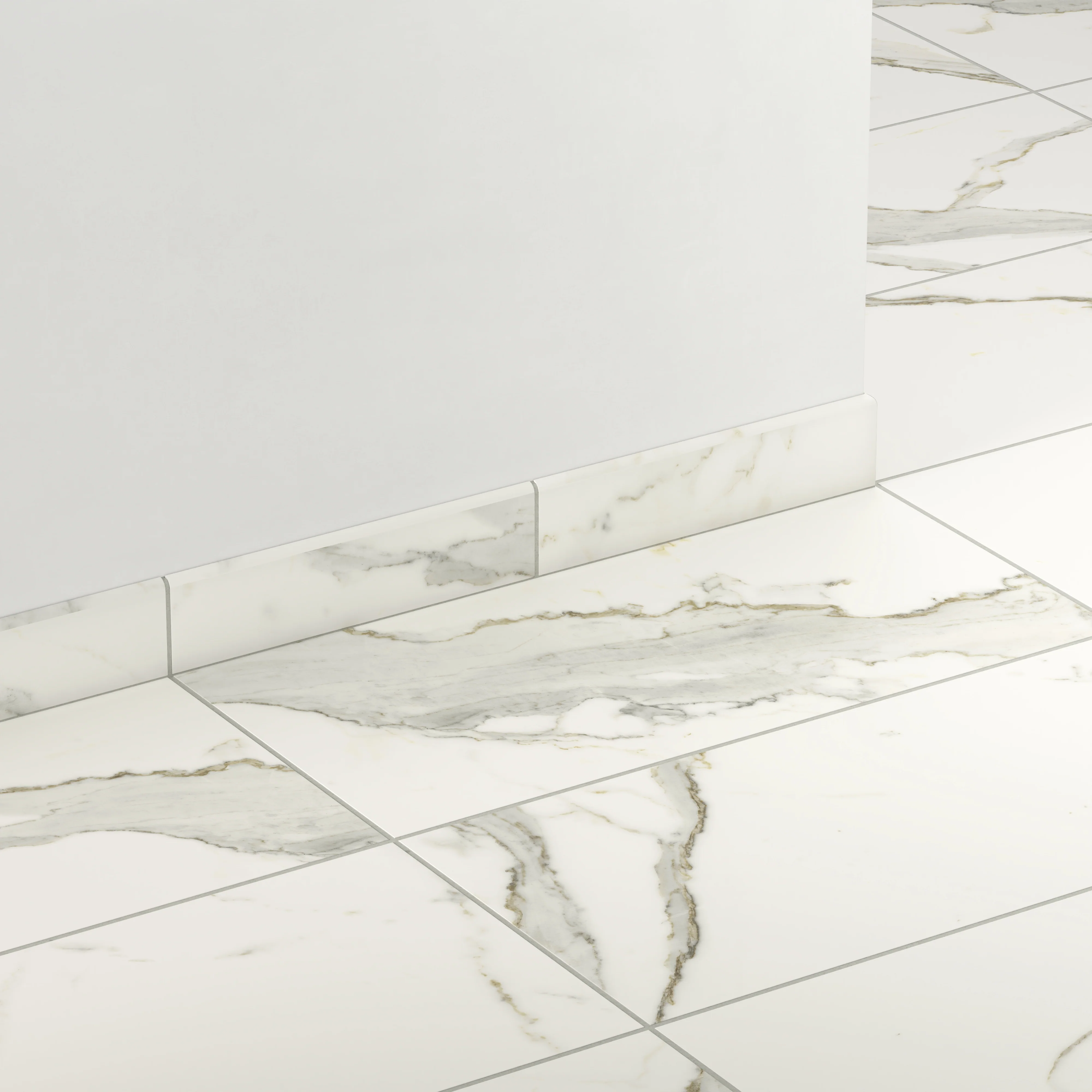 Aniston 3 x 12 Matte Porcelain Bullnose Tile in Calacatta Top - Image 3