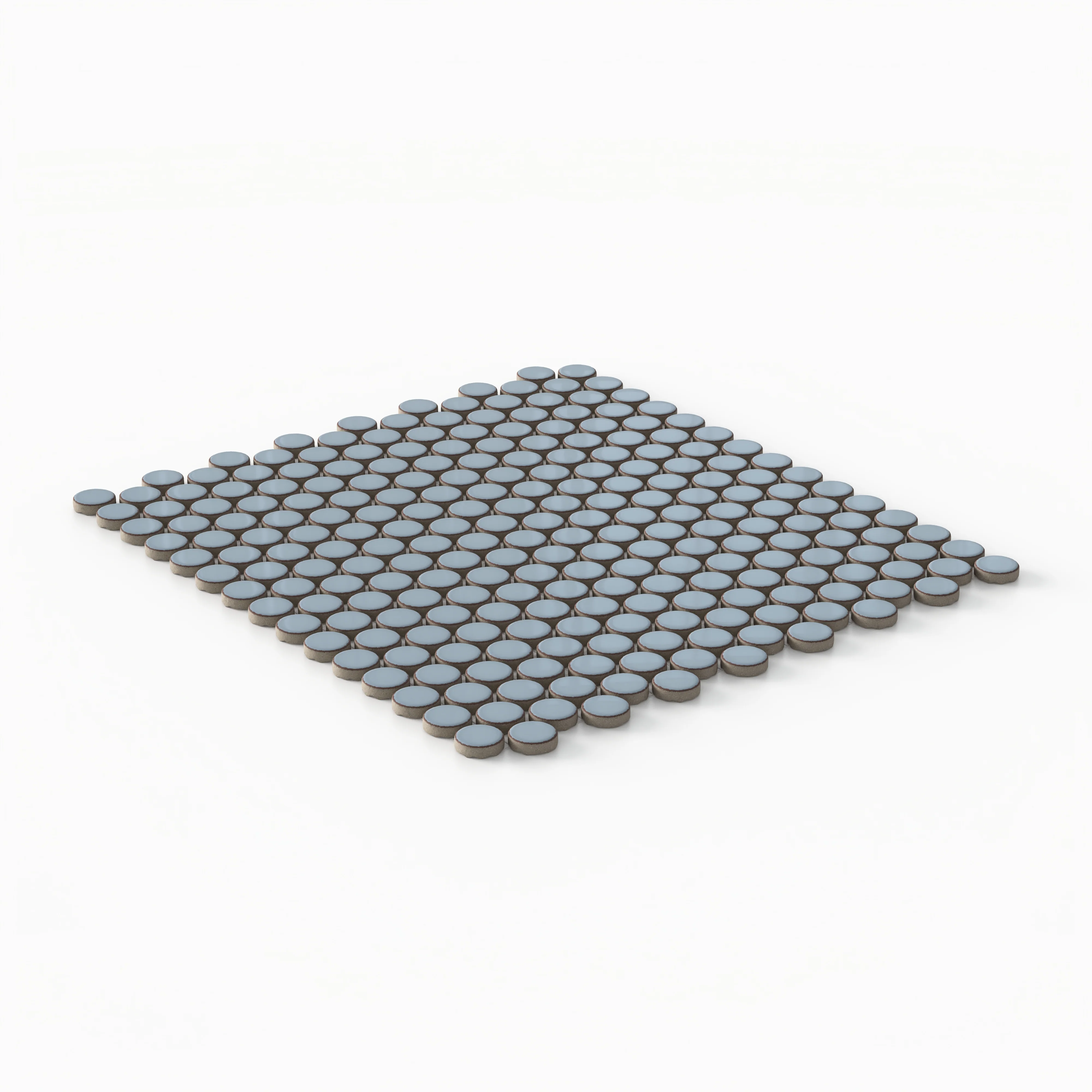 Ariel 12 x 12 Glossy Porcelain Penny Round Mosaic Tile in Dusty Blue - Image 3