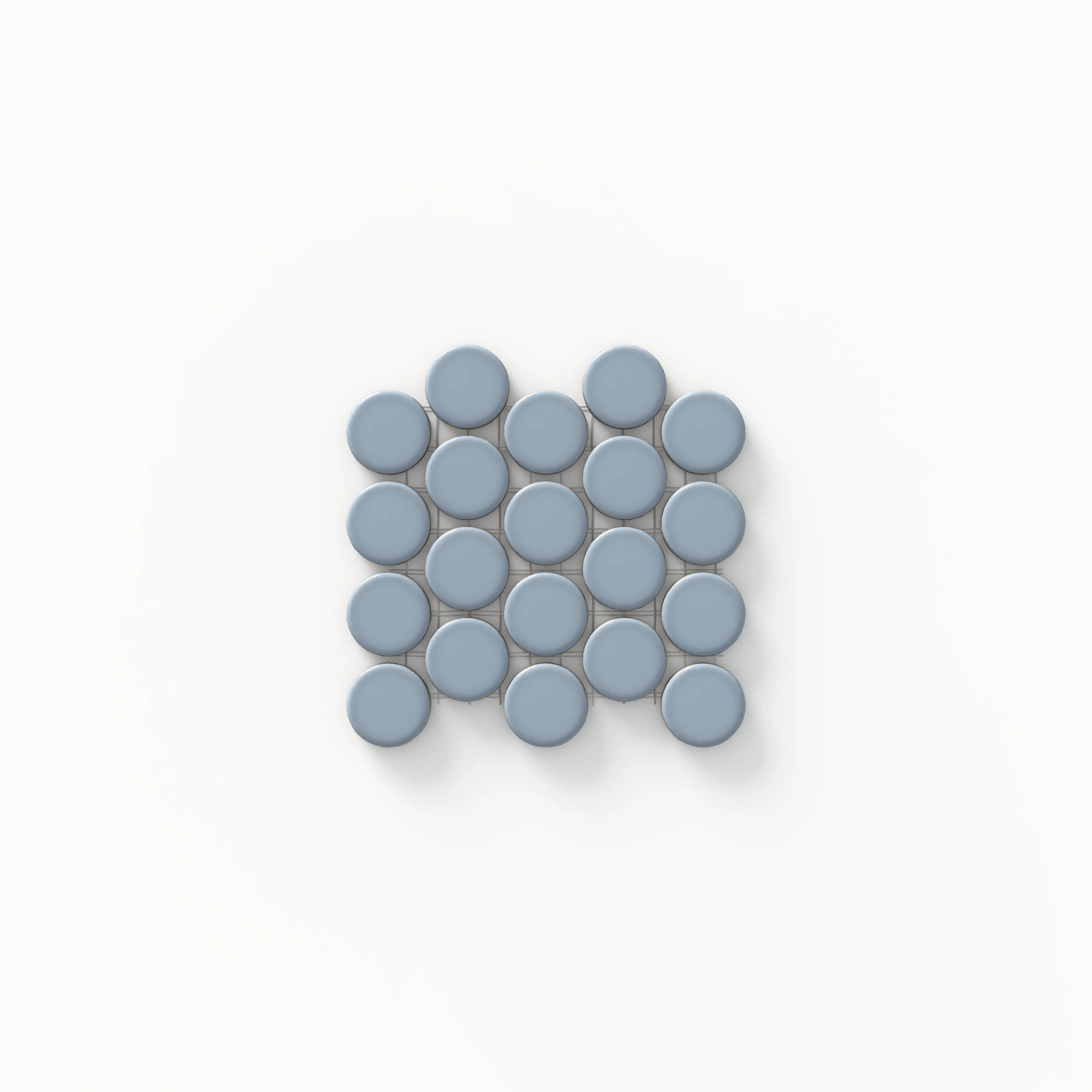 Ariel 4 x 4 Glossy Penny Round Mosaic in Dusty Blue Sample