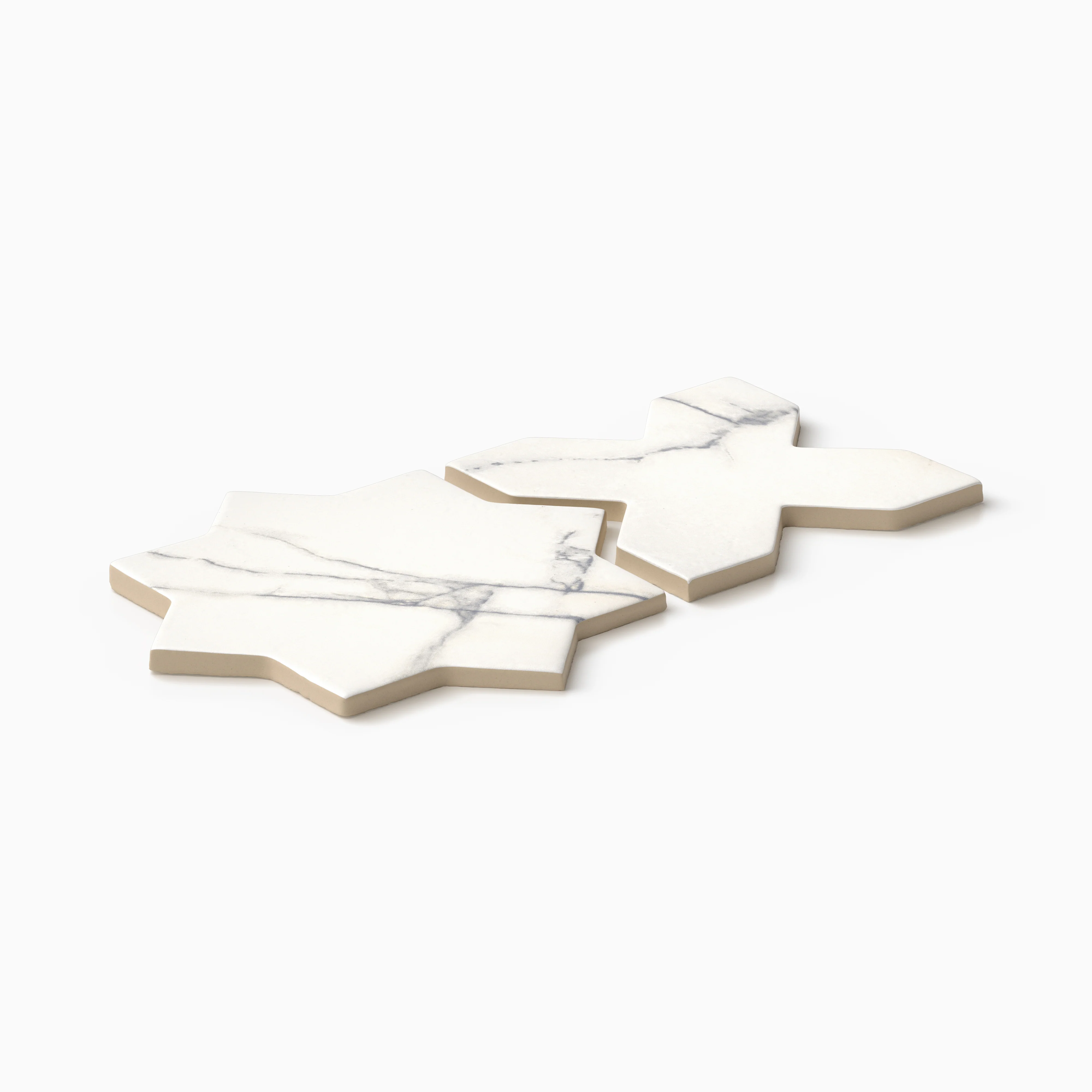 Aslan 6 x 12 Porcelain Tile Star in Calacatta and Cross in Calacatta - Image 3
