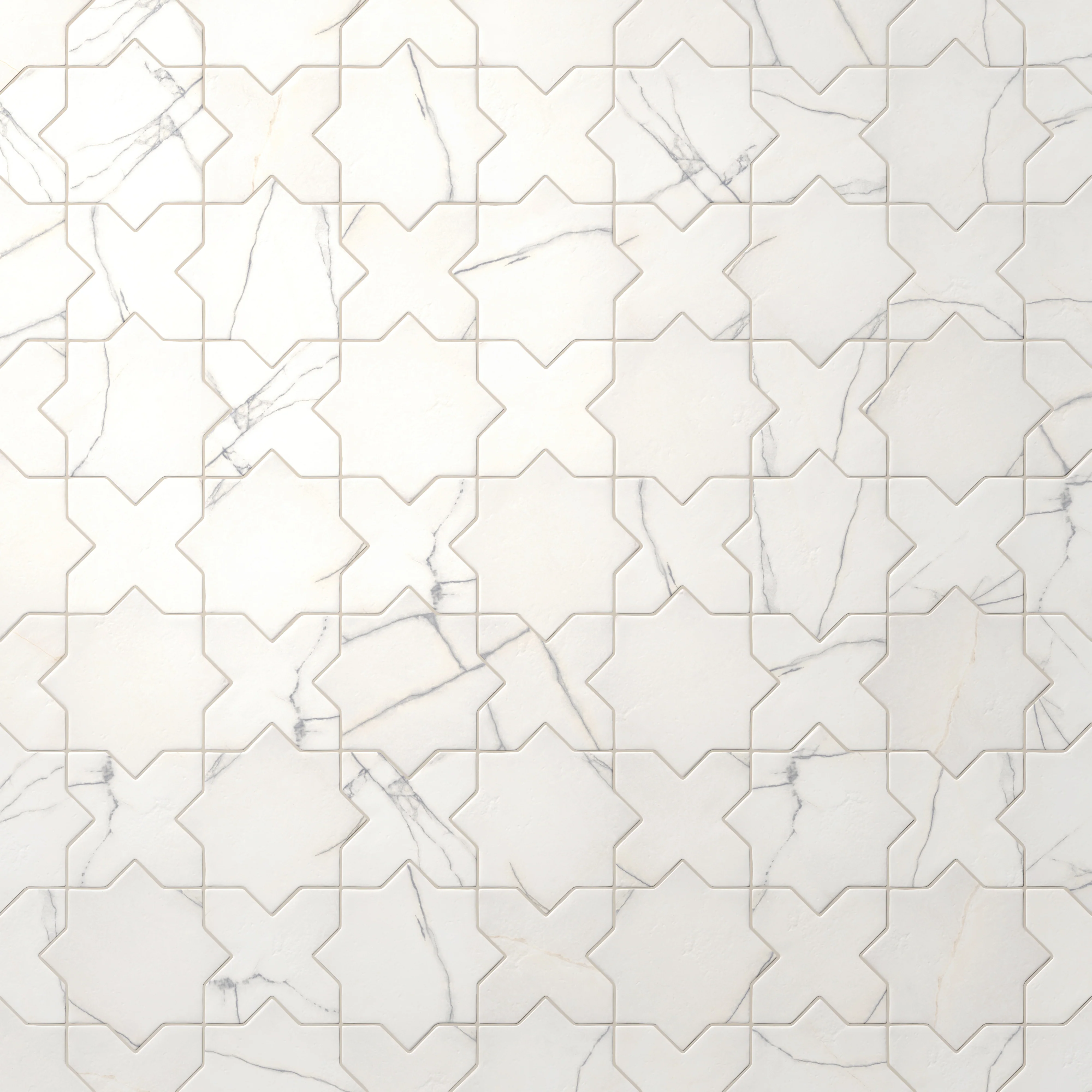 Aslan 6 x 12 Porcelain Tile Star in Calacatta and Cross in Calacatta - Image 4