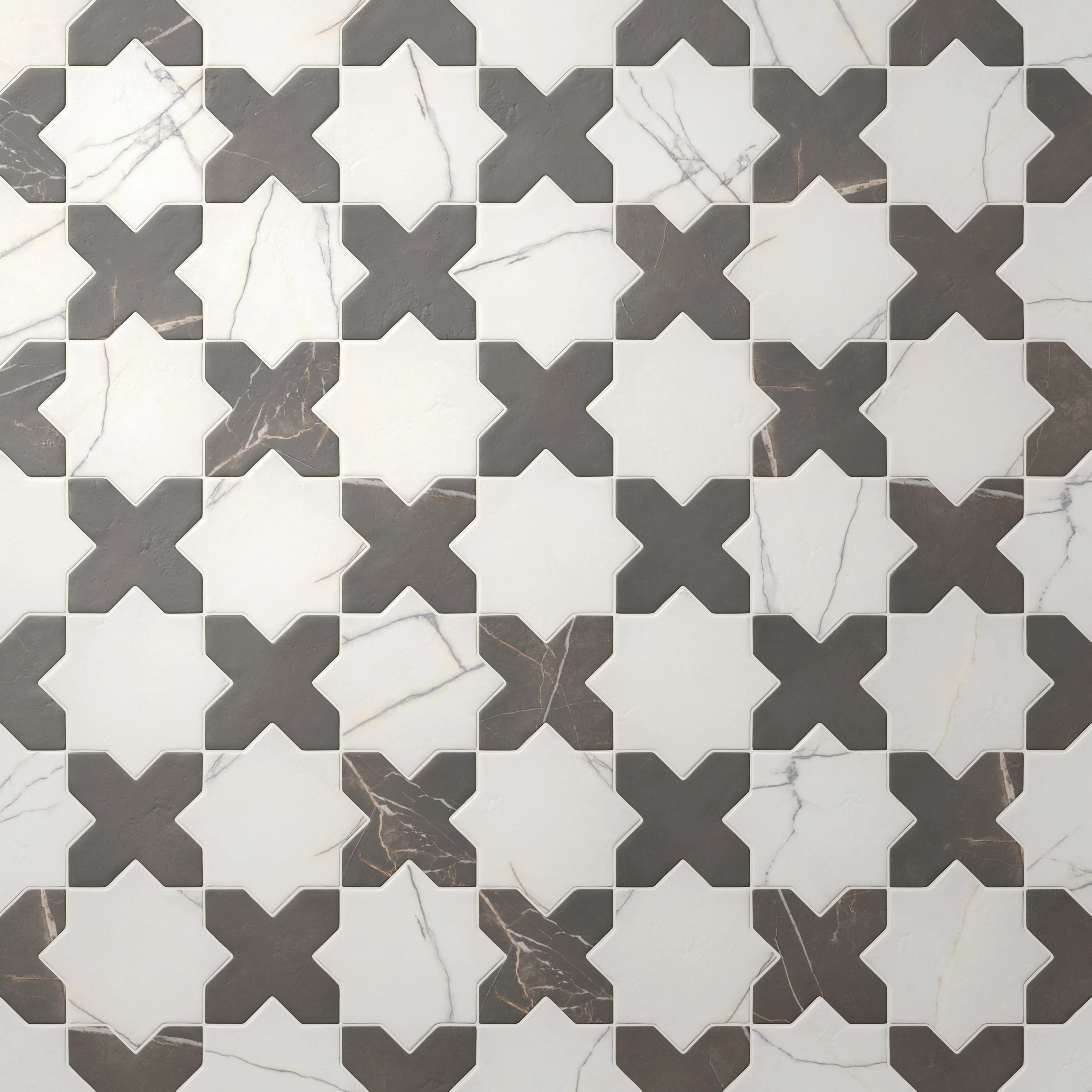 Aslan 6 x 12 Porcelain Tile Star in Calacatta and Cross in Imperial - Image 4