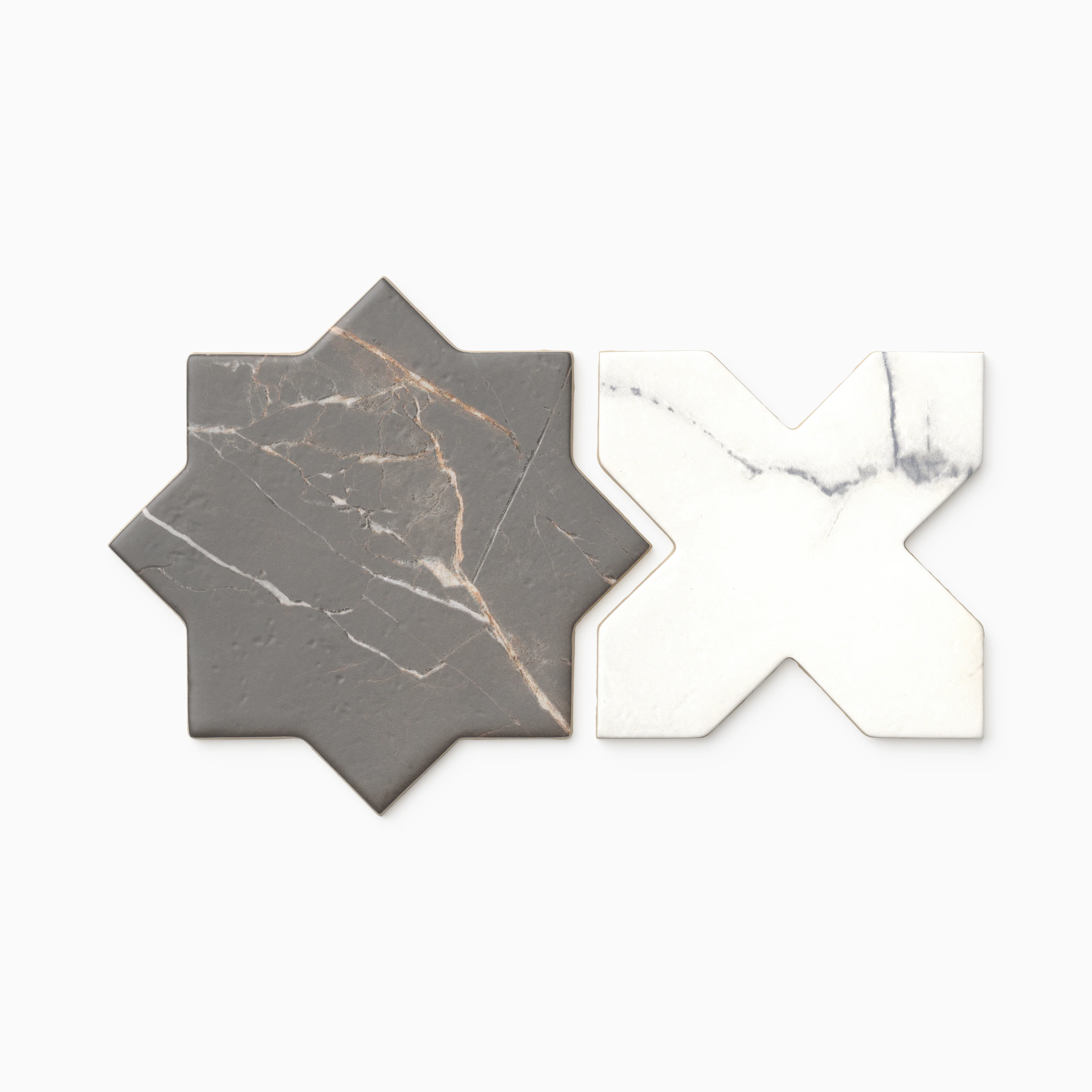 Aslan 6 x 12 Porcelain Tile Star in Imperial and Cross in Calacatta - Image 3