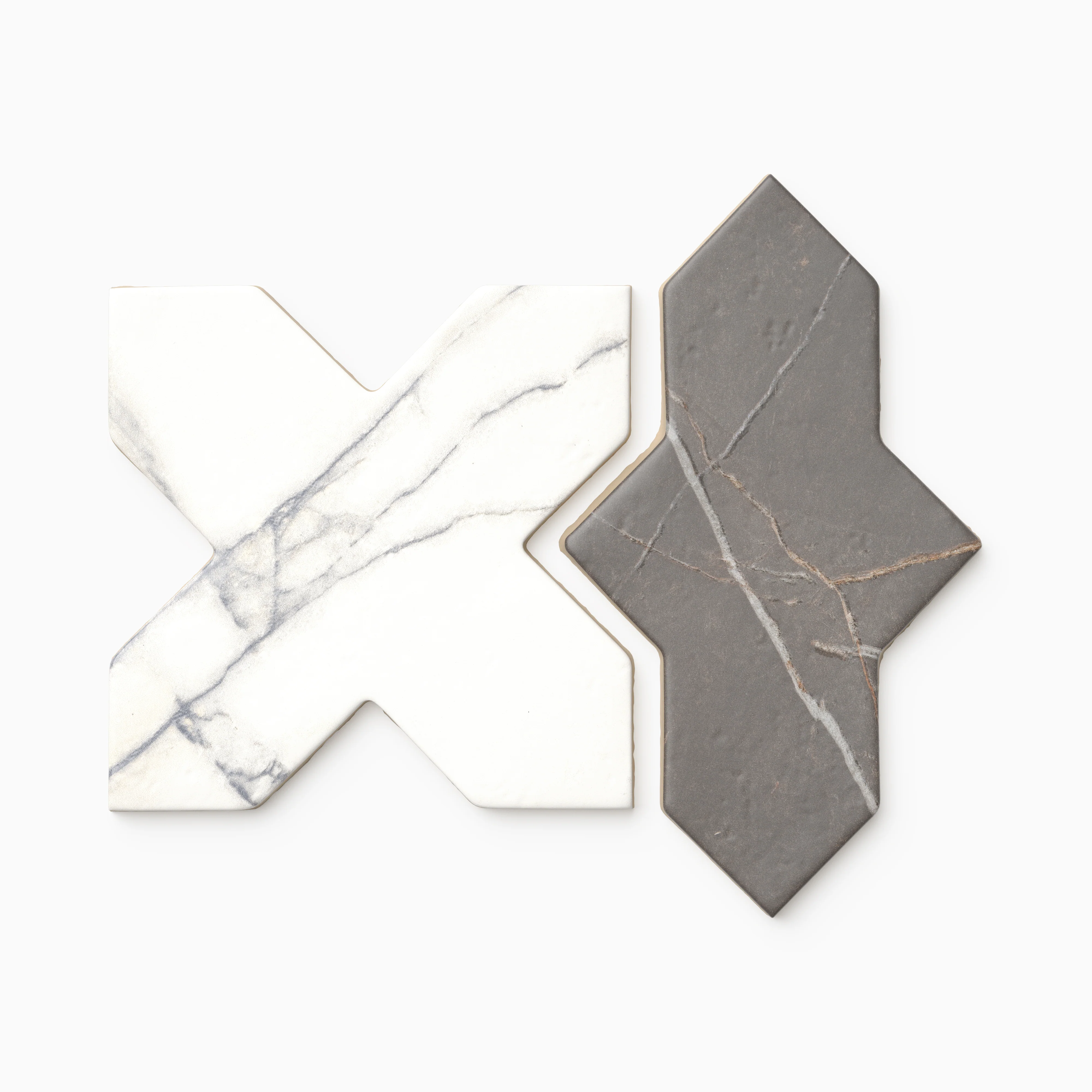 Aslan 8 x 8 Porcelain Tile Shield in Imperial and Cross in Calacatta - Image 3