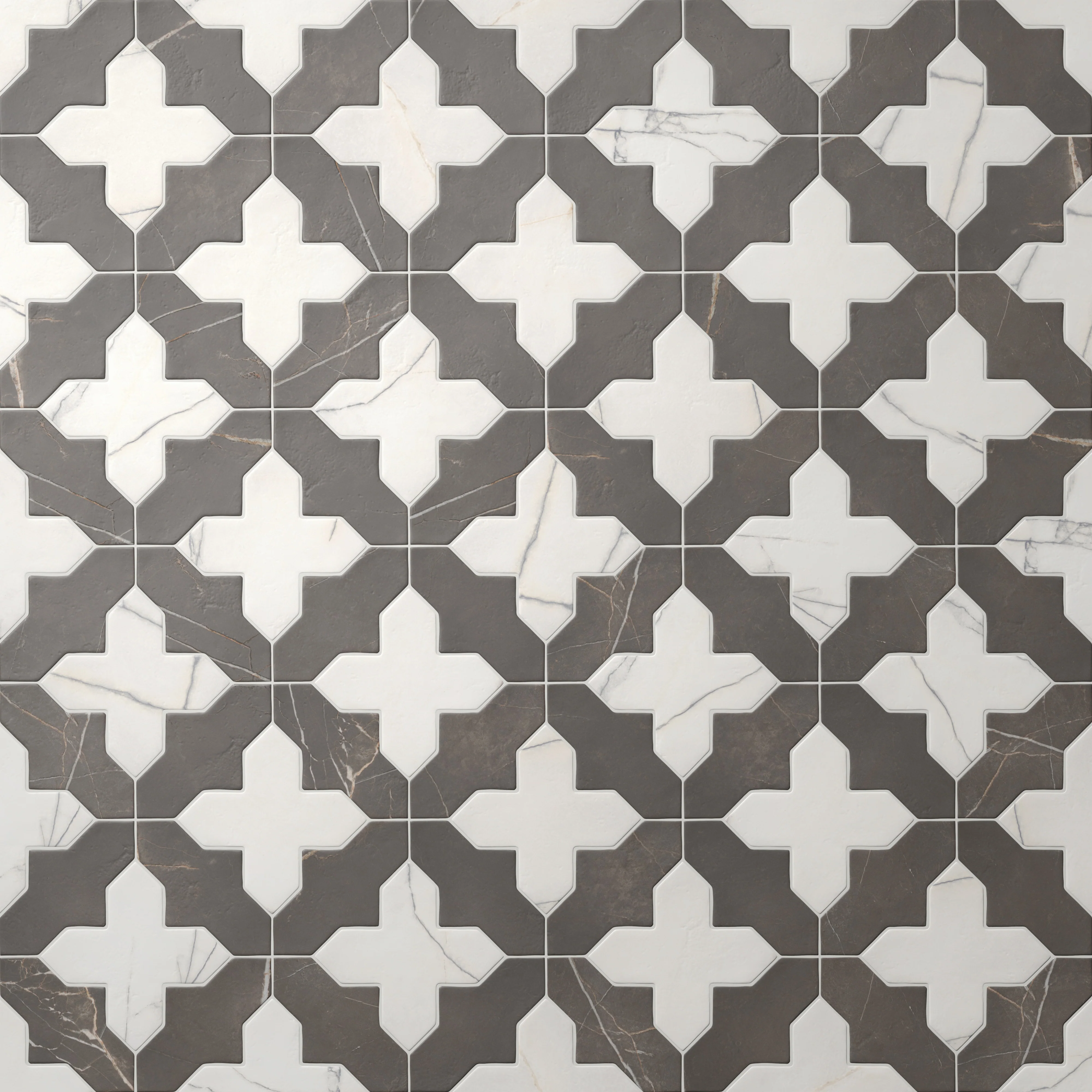 Aslan 8 x 8 Porcelain Tile Shield in Imperial and Cross in Calacatta - Image 5