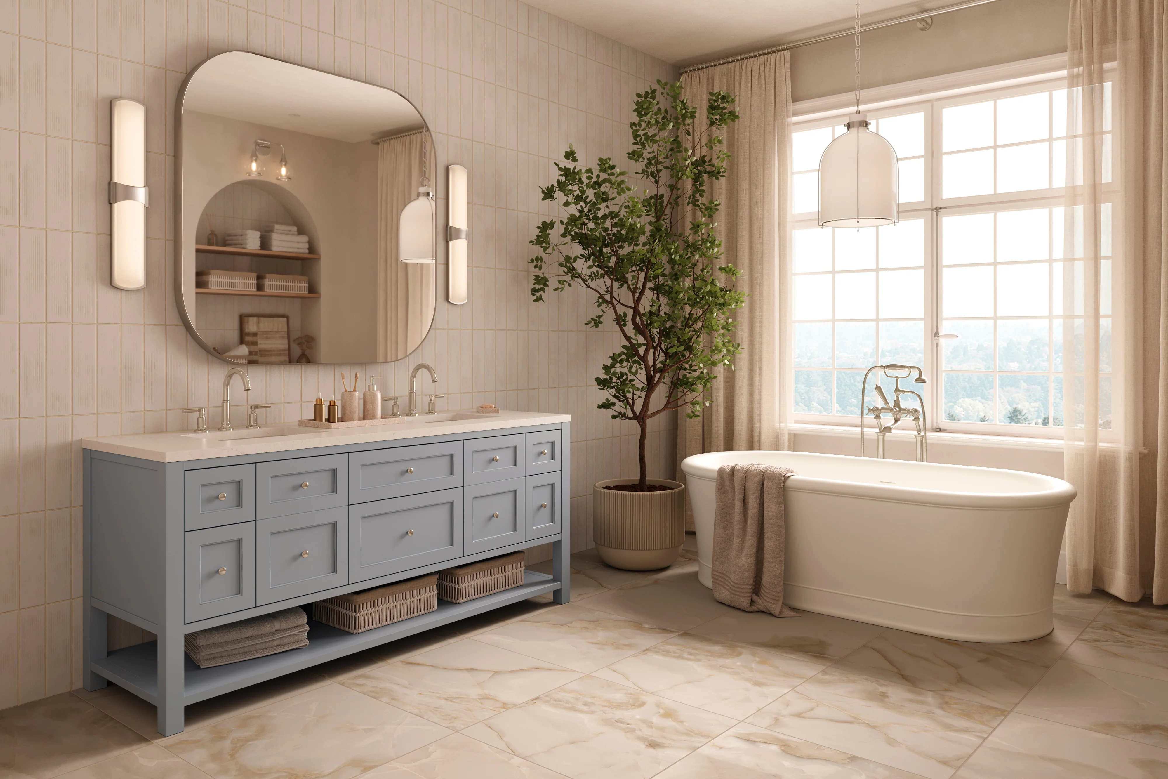 Astrid 24 x 24 Matte Porcelain Tile in Beige - Image 8