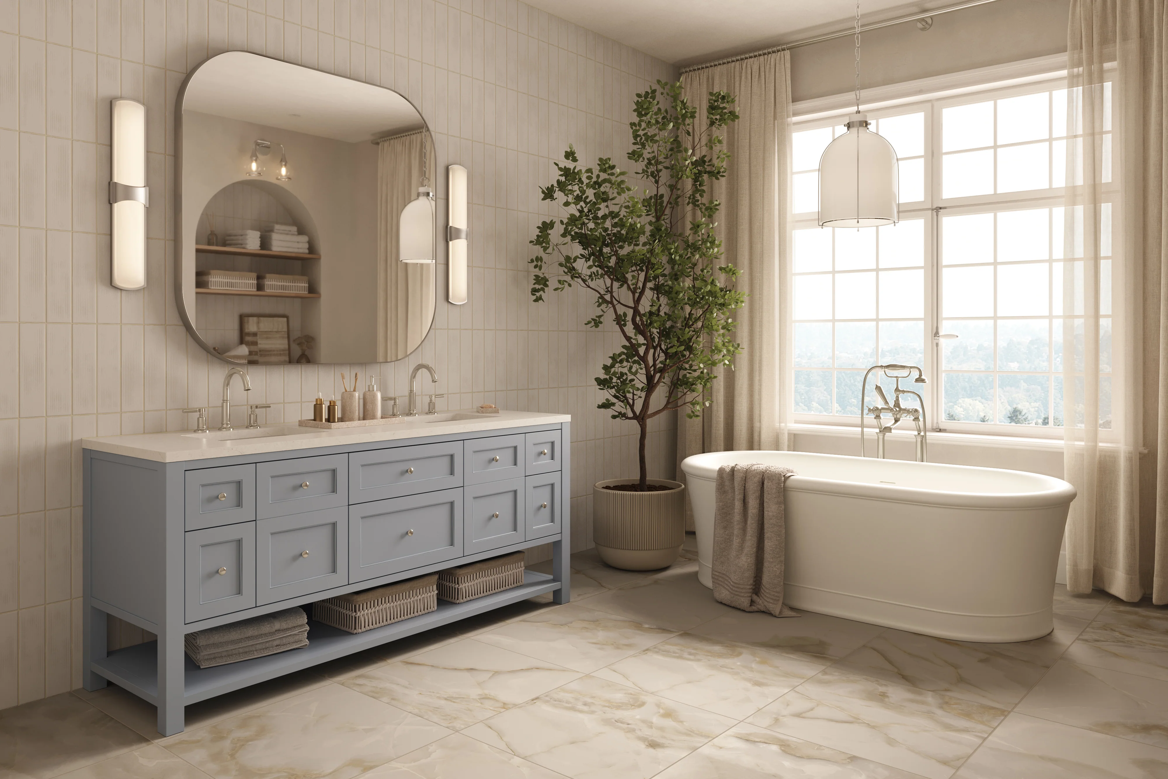 Astrid 24 x 24 Matte Porcelain Tile in Oyster - Image 7
