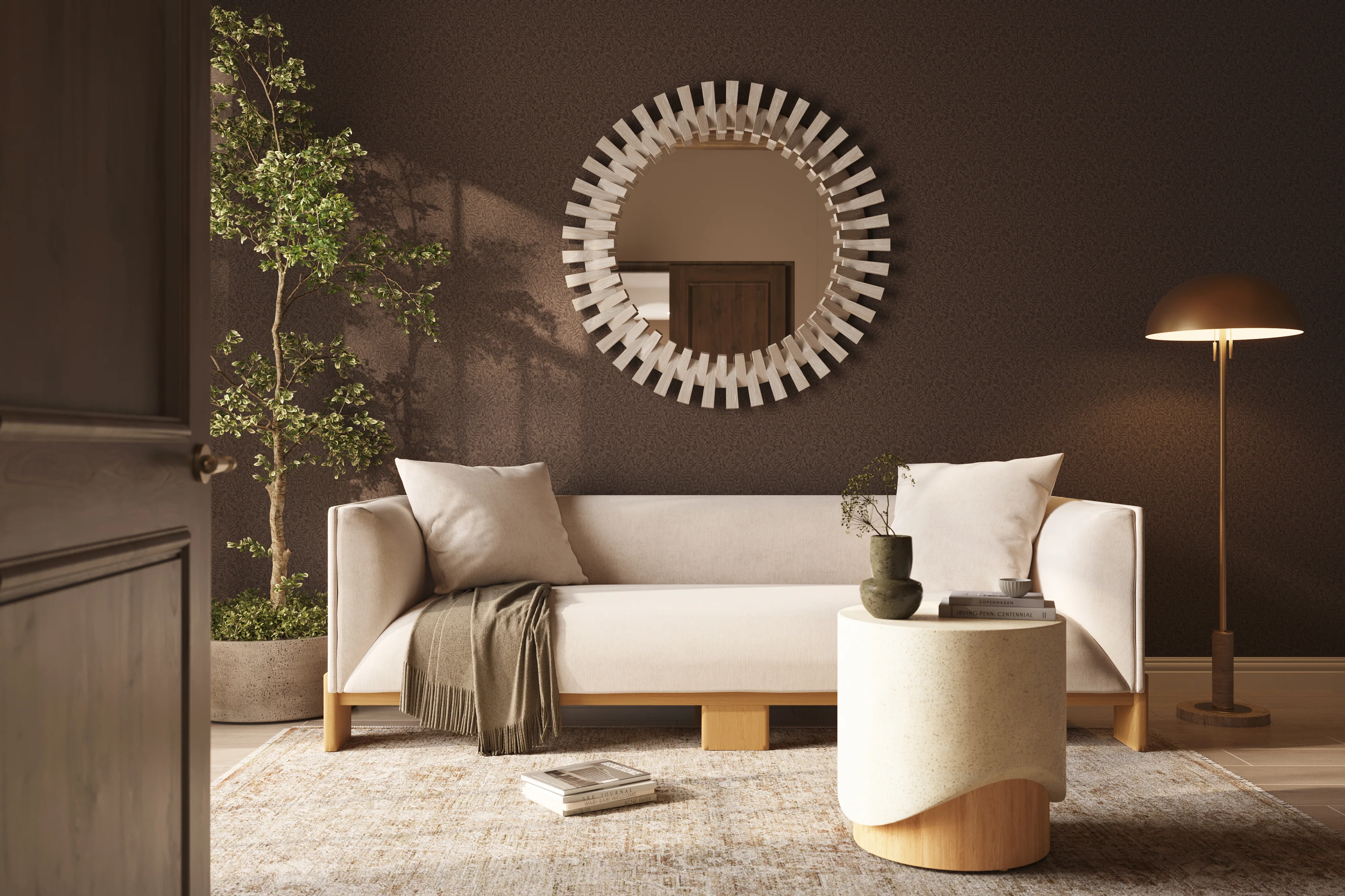 Bellmere Round Mirror in Whitewash - Image 2