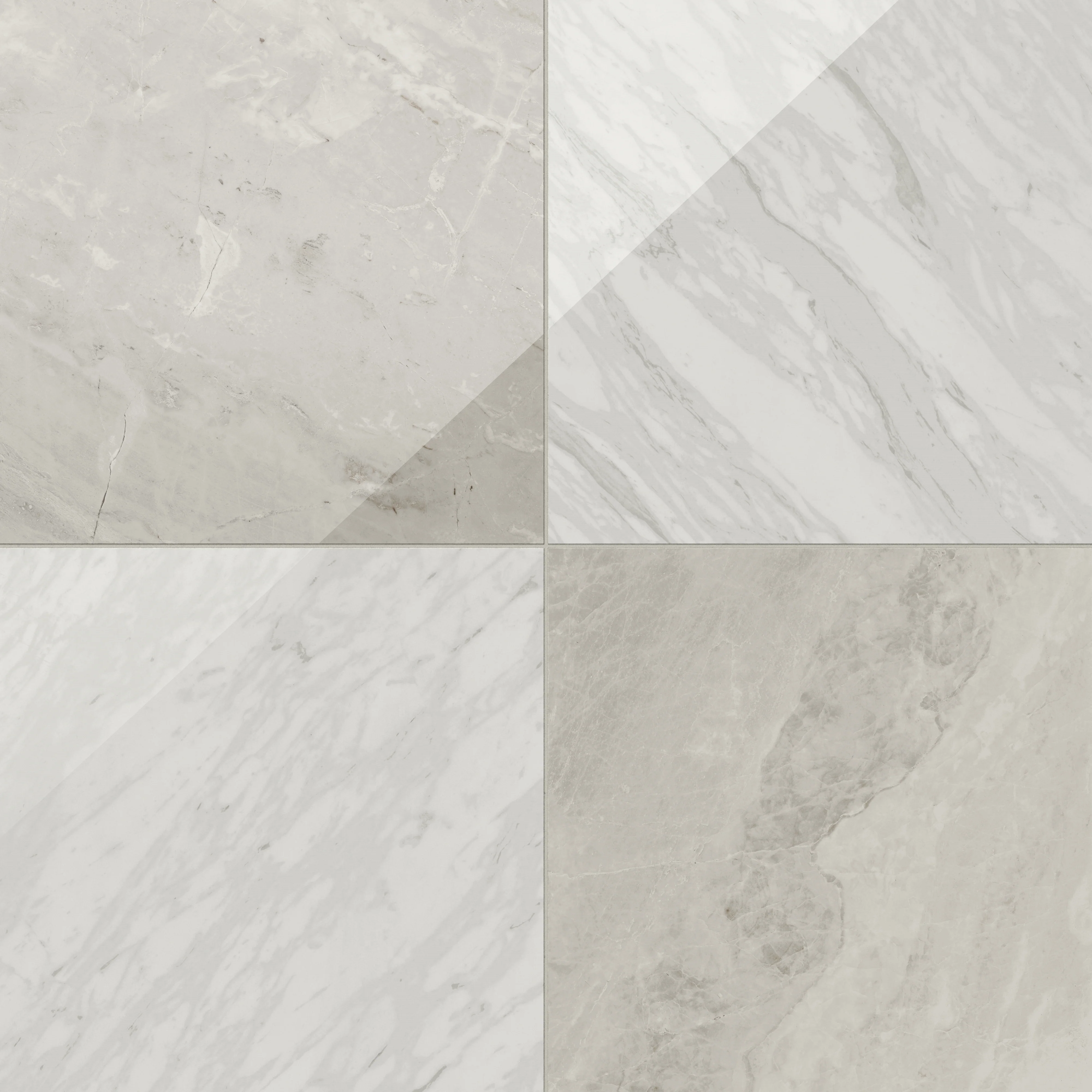 Blair 24 x 24 Checkerboard Polished Porcelain Tile in Volakas White + Oniciata Beige