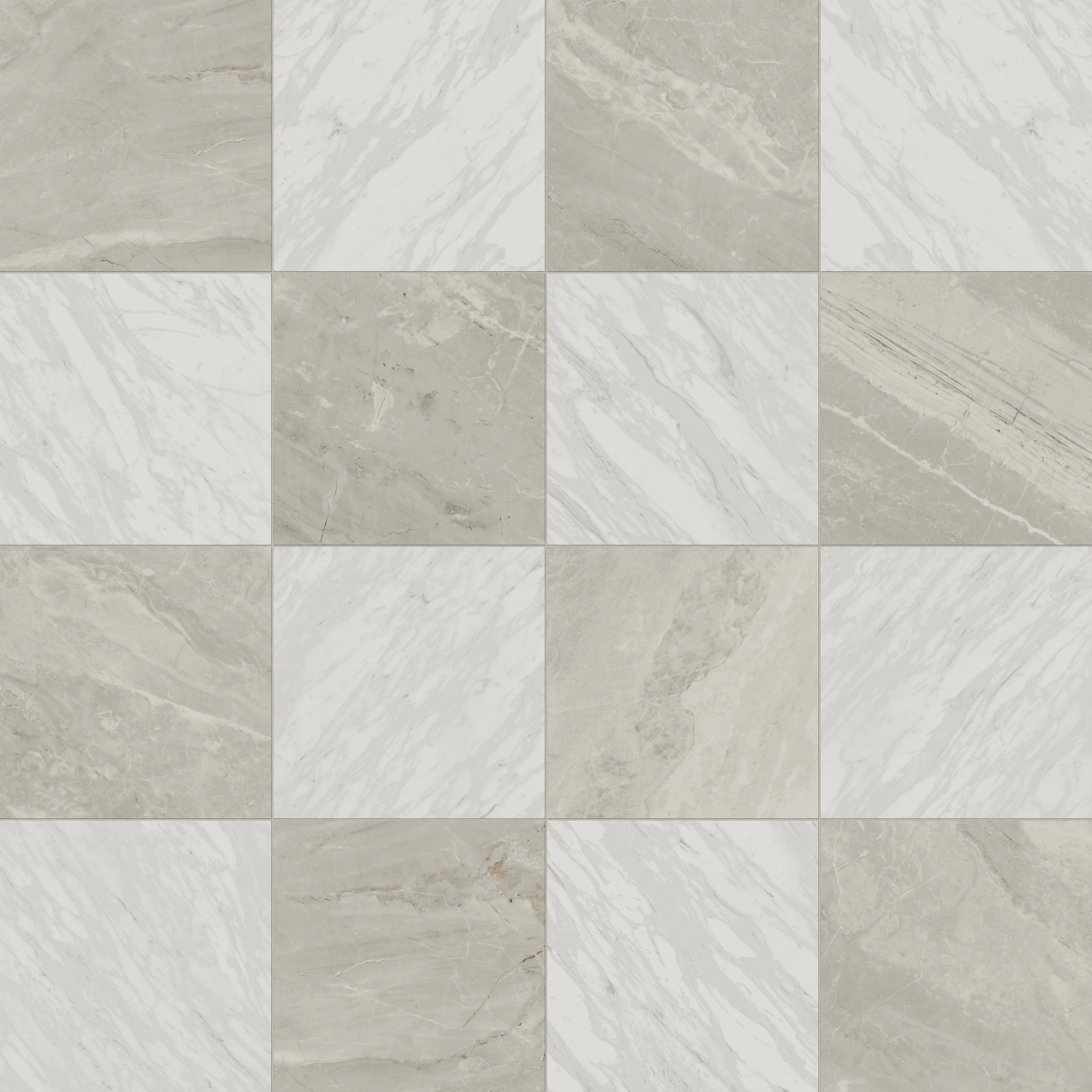 Blair 24 x 24 Checkerboard Polished Porcelain Tile in Volakas White + Oniciata Beige - Image 5