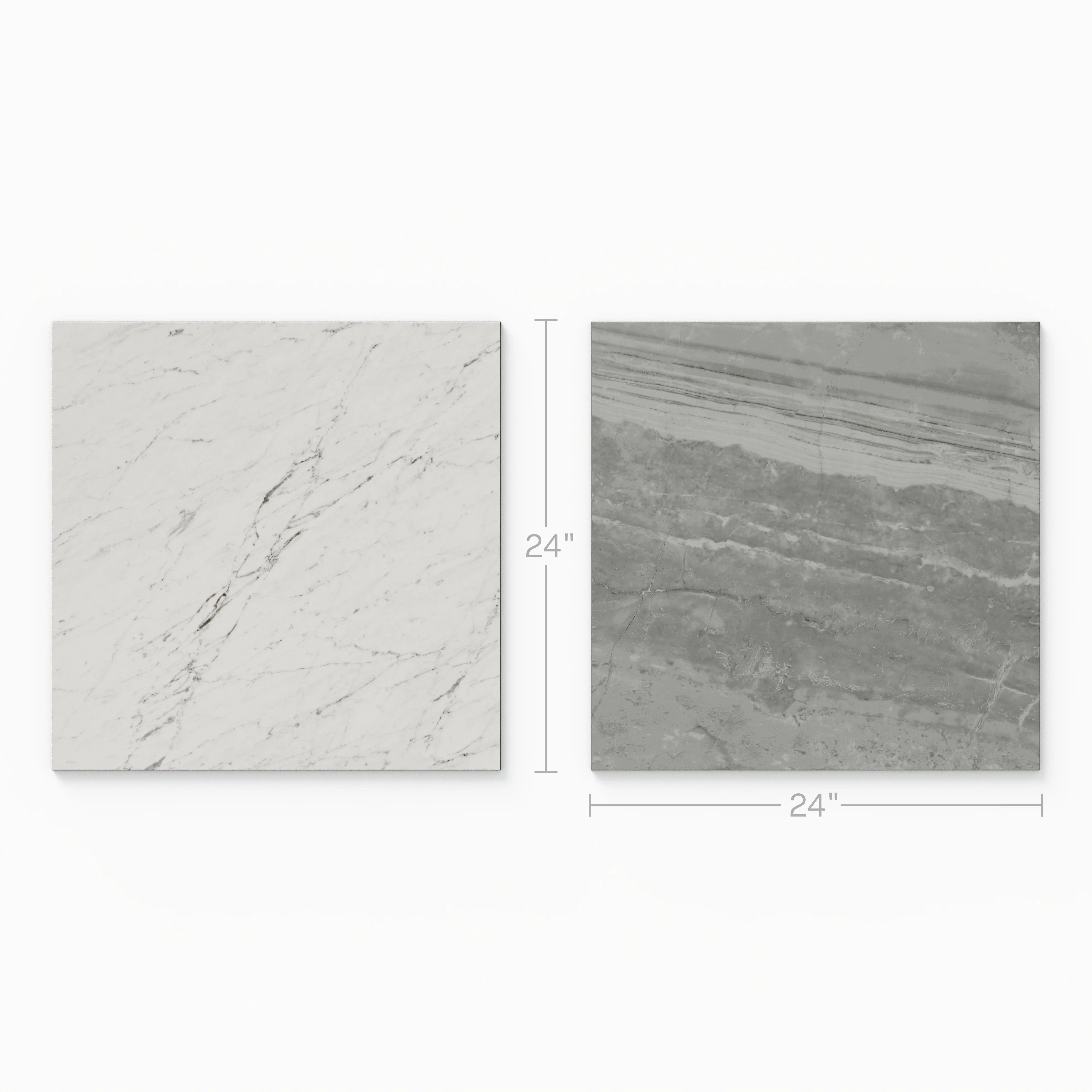 Blair 24 x 24 Polished Porcelain Tile in White Carrara + Oniciata Grey - Image 2
