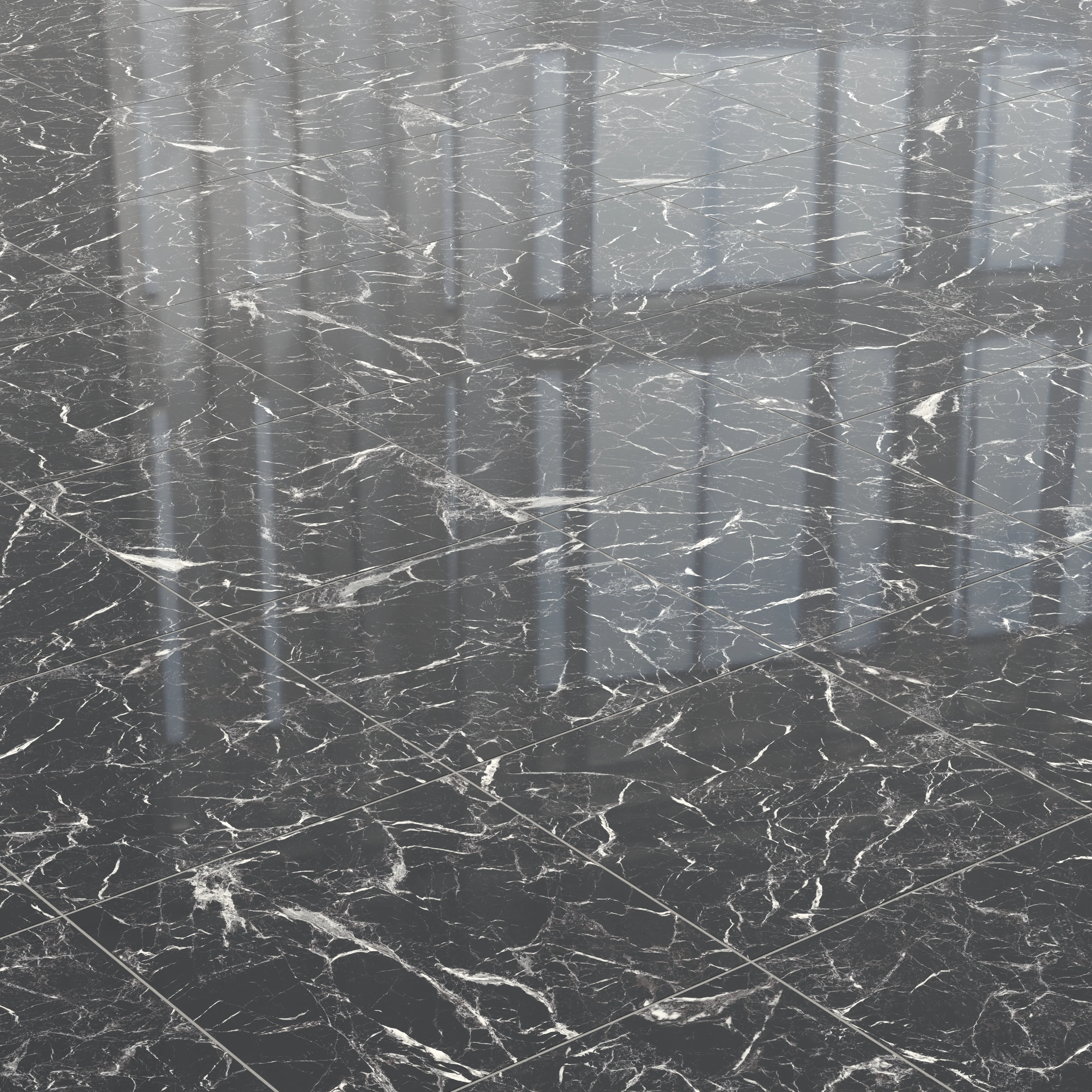 Blair 24 x 24 Polished Porcelain Tile in Marmo Black - Image 4