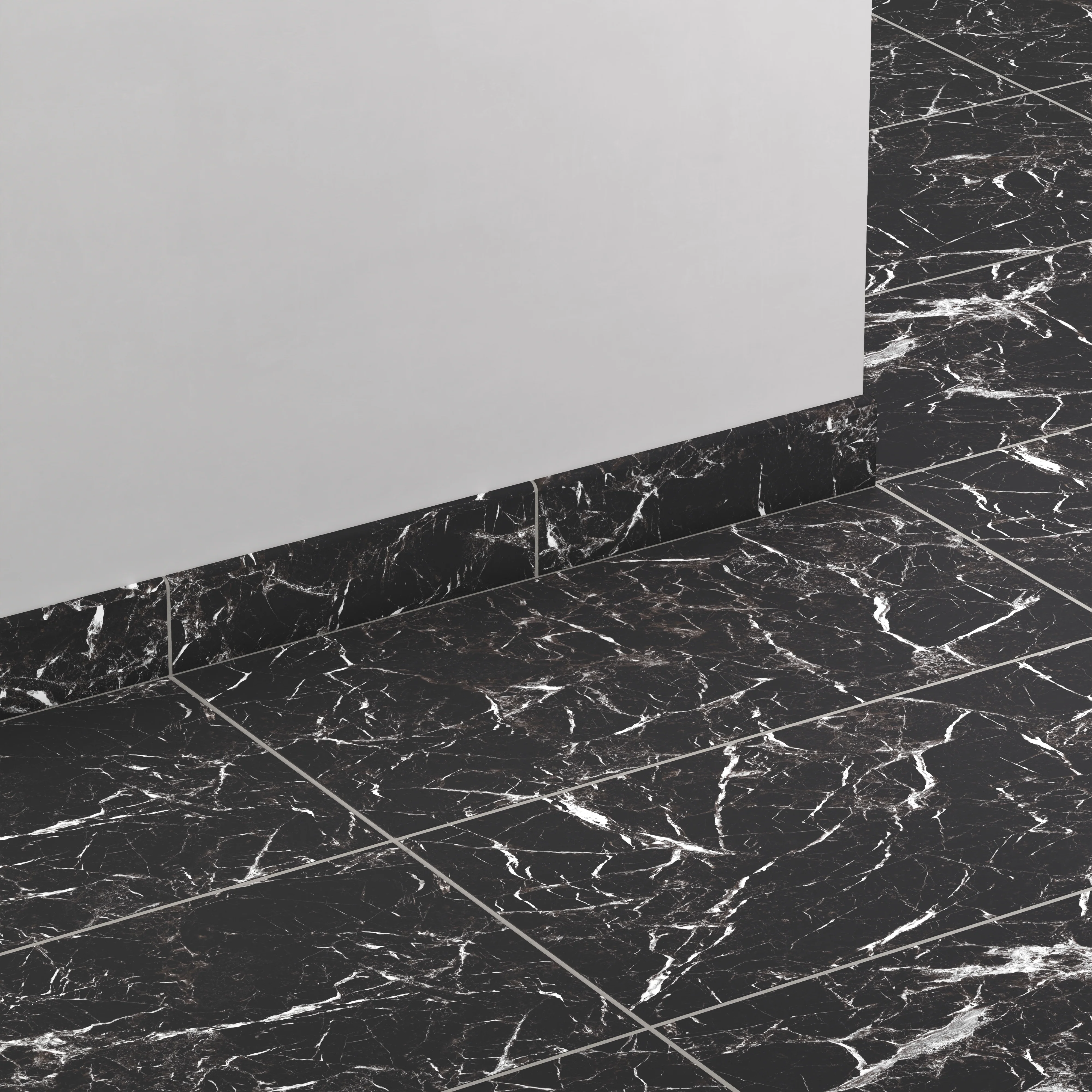 Blair 3 x 12 Matte Porcelain Bullnose Tile in Marmo Black - Image 3